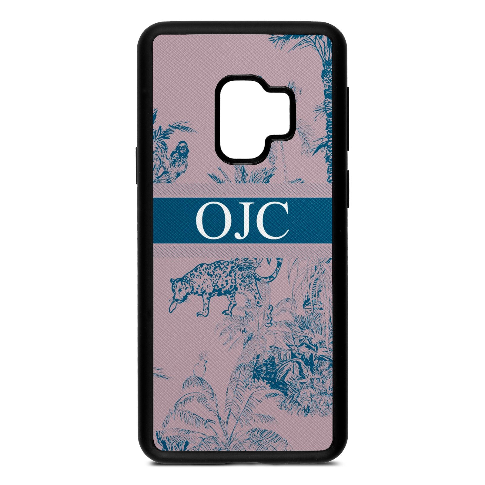 Personalised Tropical Toile Lotus Saffiano Leather Samsung S9 Case