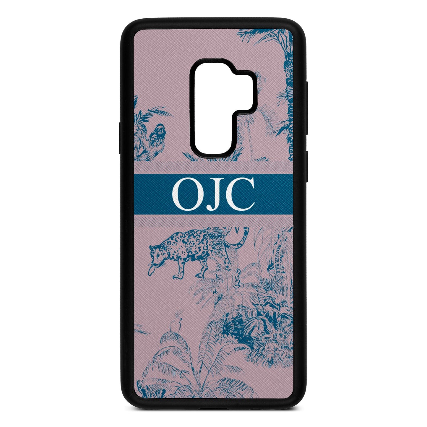 Personalised Tropical Toile Lotus Saffiano Leather Samsung S9 Plus Case