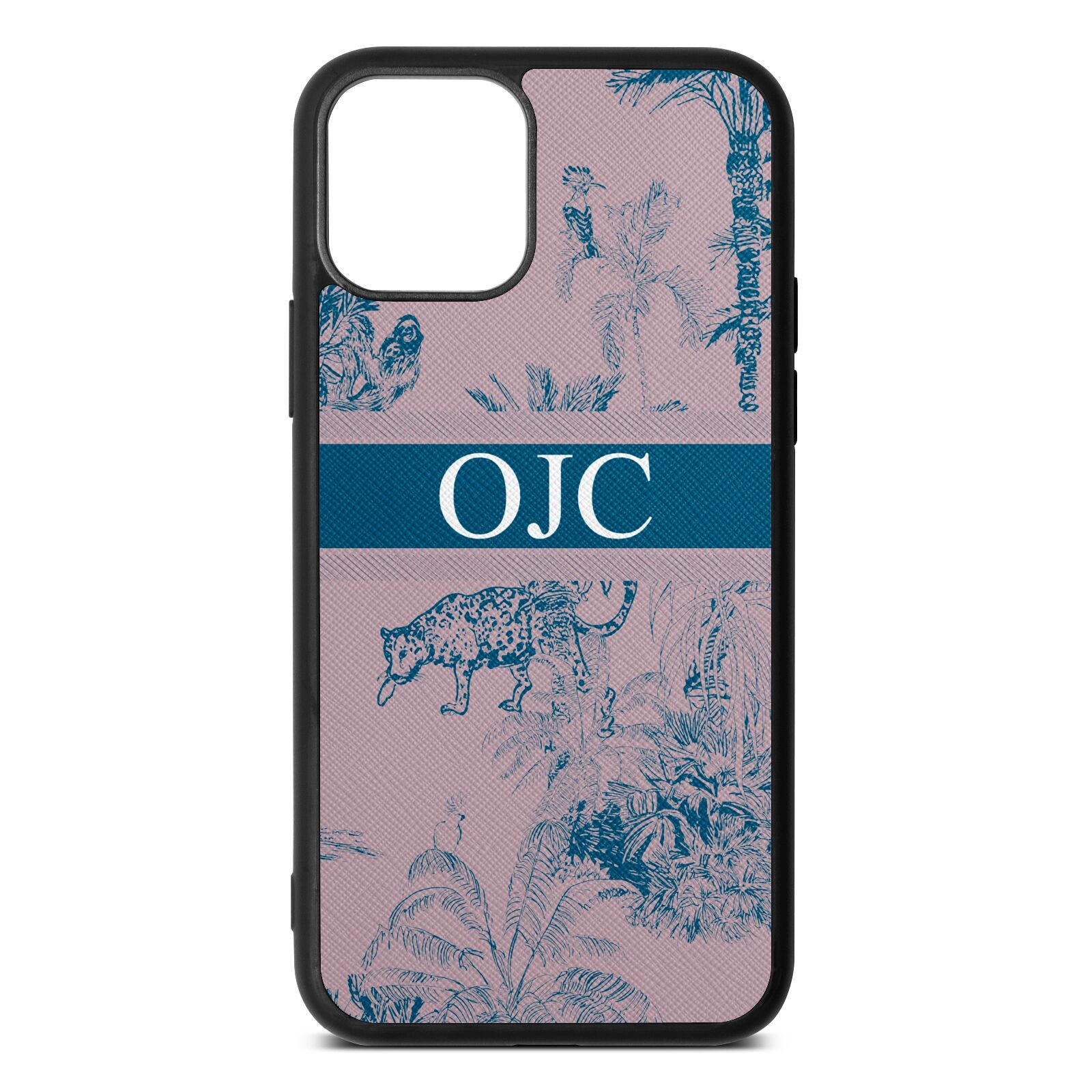 Personalised Tropical Toile Lotus Saffiano Leather iPhone 11 Case