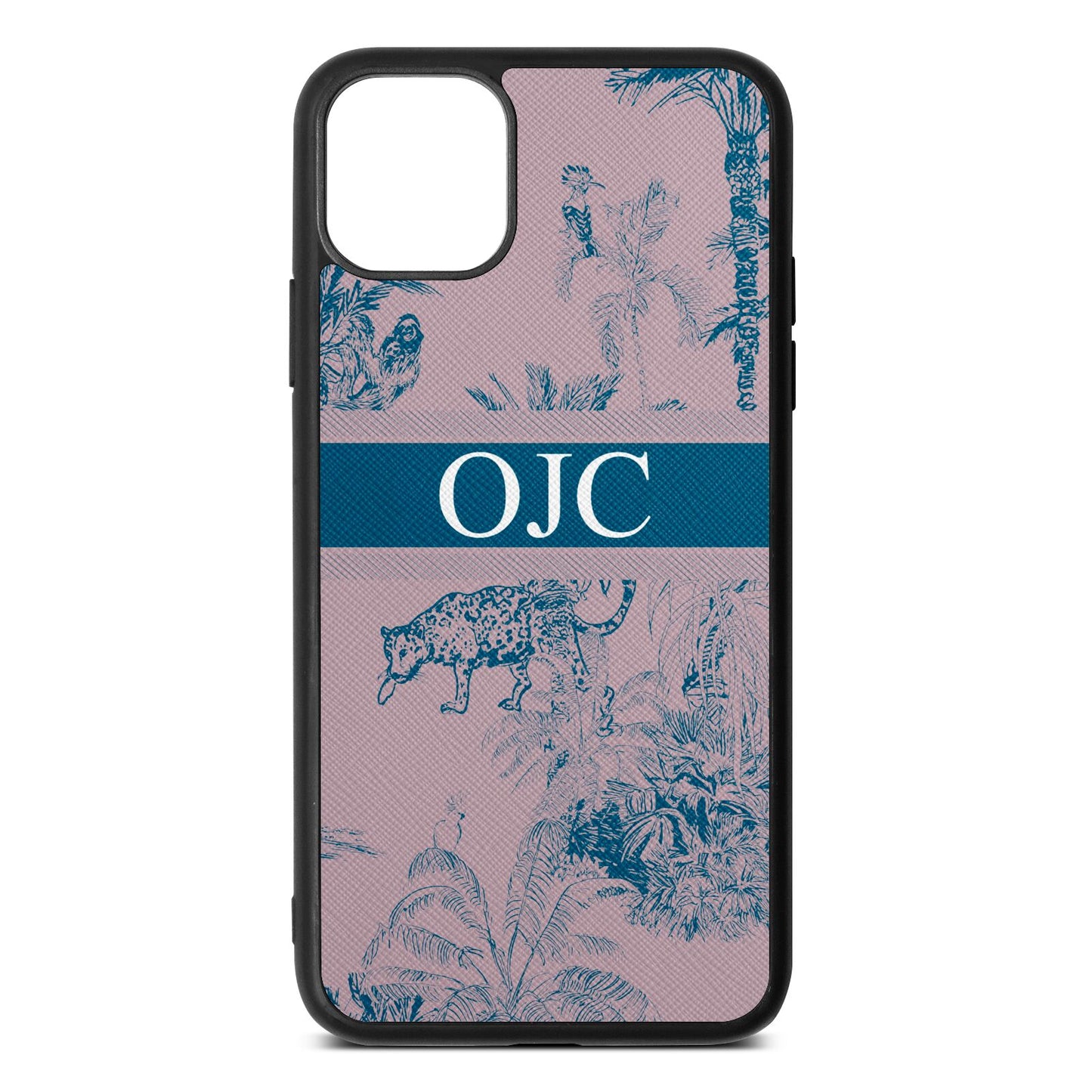 Personalised Tropical Toile Lotus Saffiano Leather iPhone 11 Pro Max Case