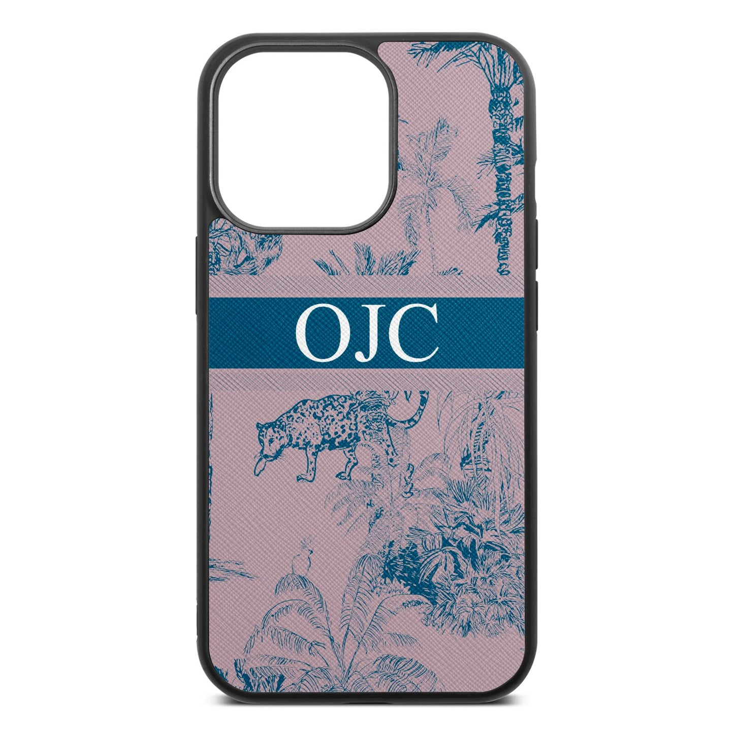 Personalised Tropical Toile Lotus Saffiano Leather iPhone 13 Pro Case