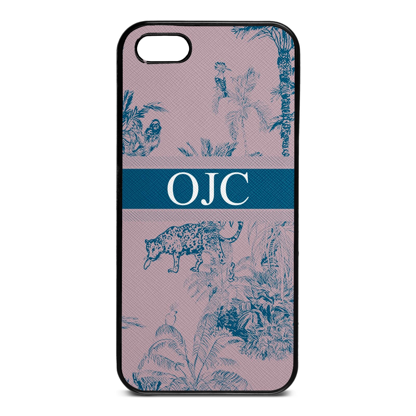 Personalised Tropical Toile Lotus Saffiano Leather iPhone 5 Case