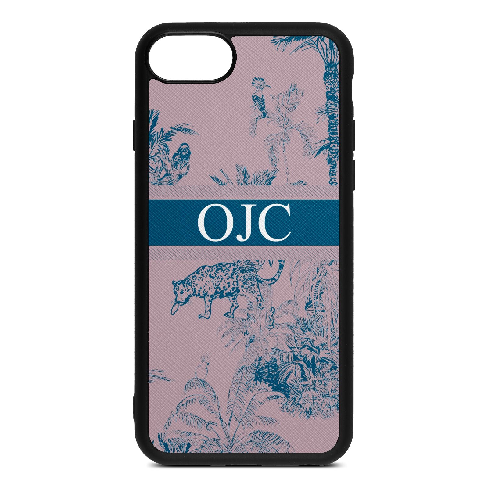 Personalised Tropical Toile Lotus Saffiano Leather iPhone 8 Case