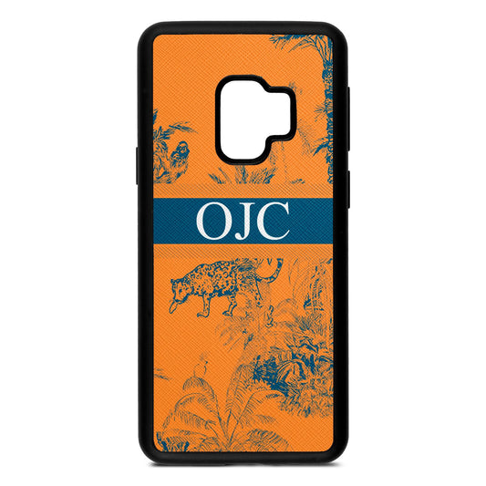 Personalised Tropical Toile Saffron Saffiano Leather Samsung S9 Case