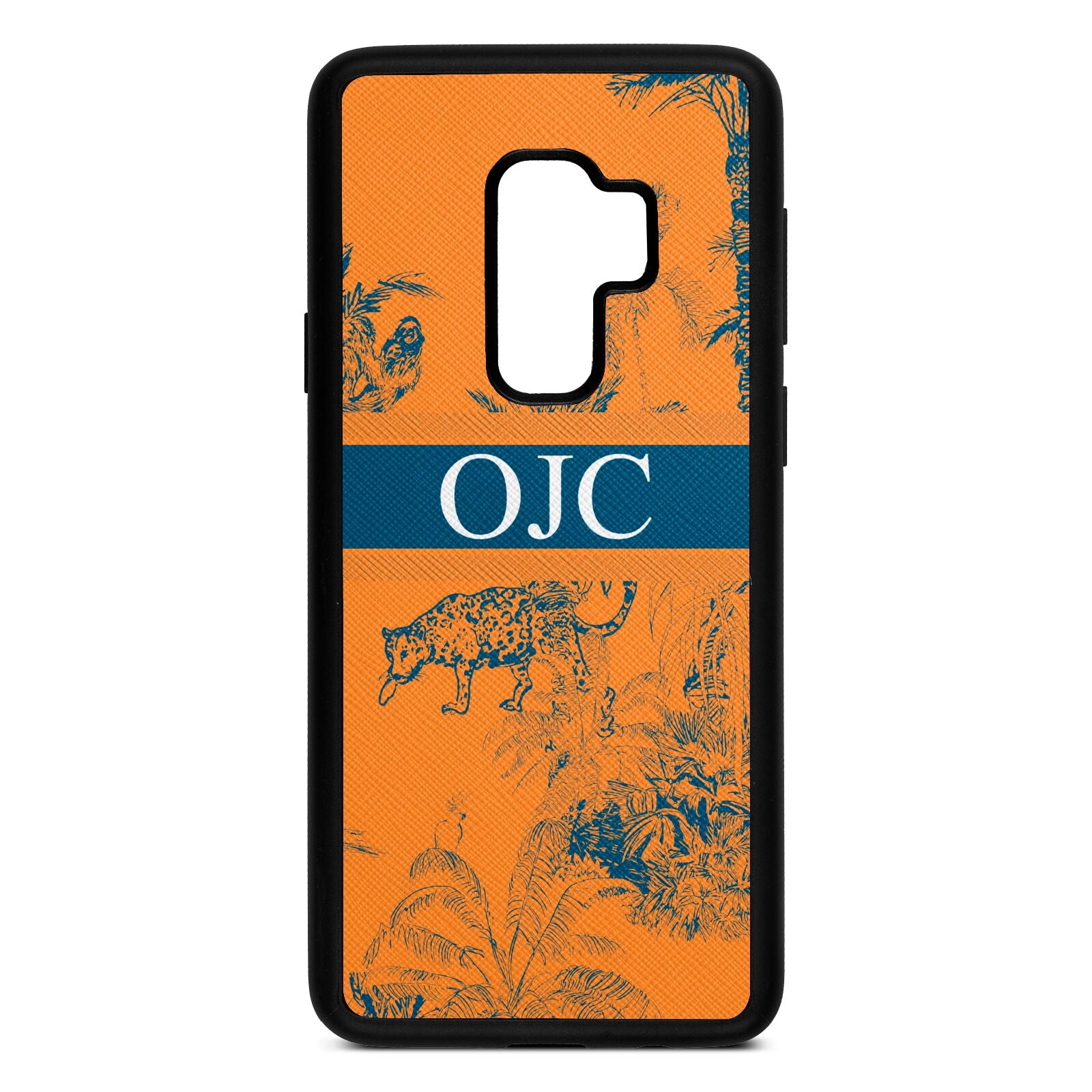 Personalised Tropical Toile Saffron Saffiano Leather Samsung S9 Plus Case