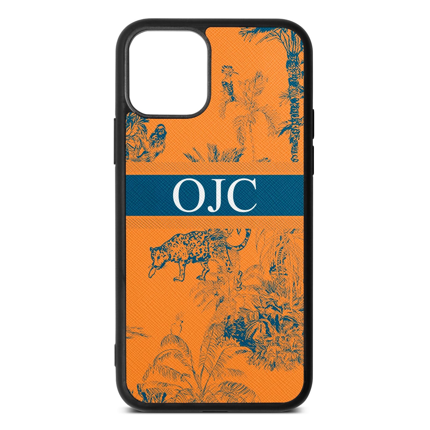 Personalised Tropical Toile Saffron Saffiano Leather iPhone 11 Case