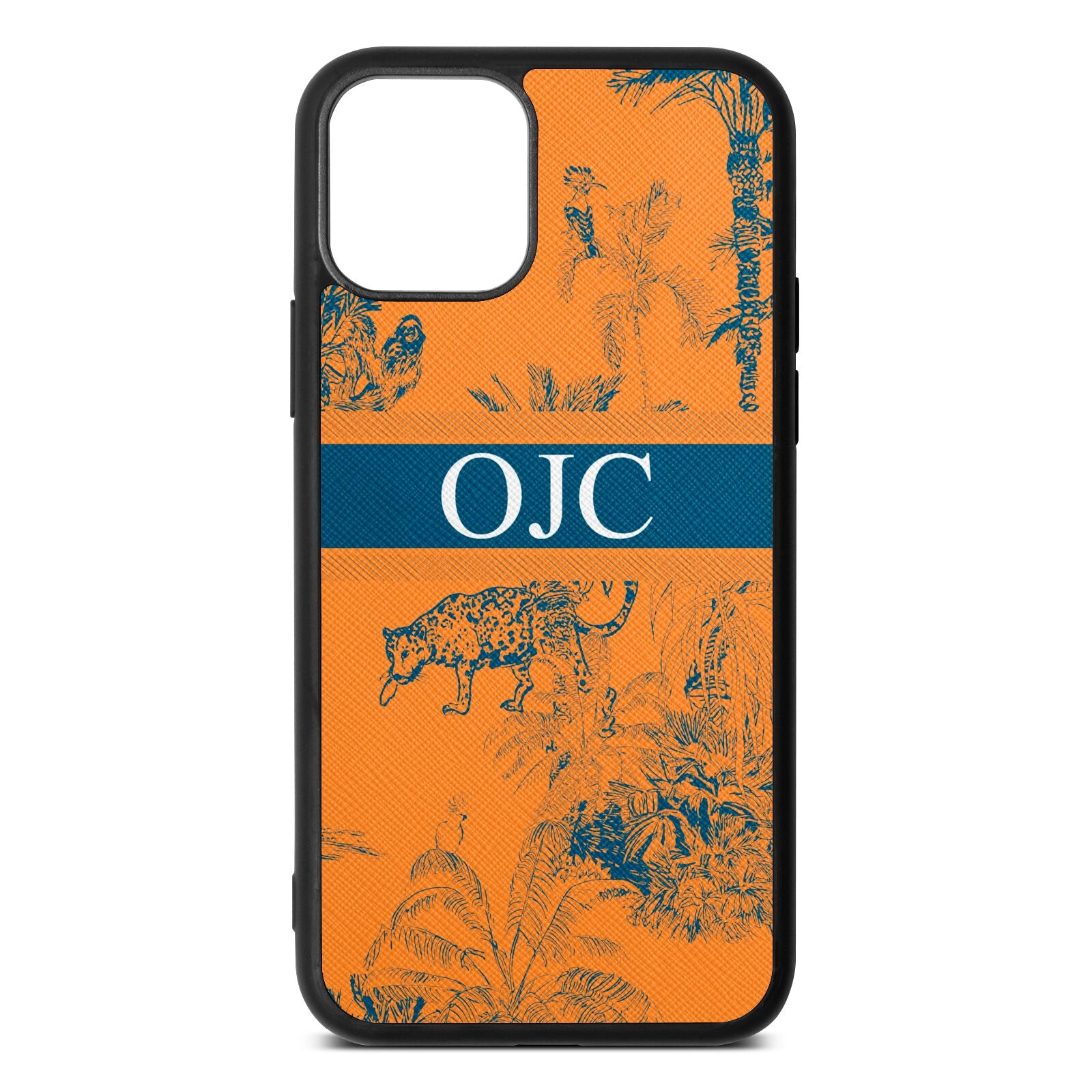 Personalised Tropical Toile Saffron Saffiano Leather iPhone 11 Pro Case