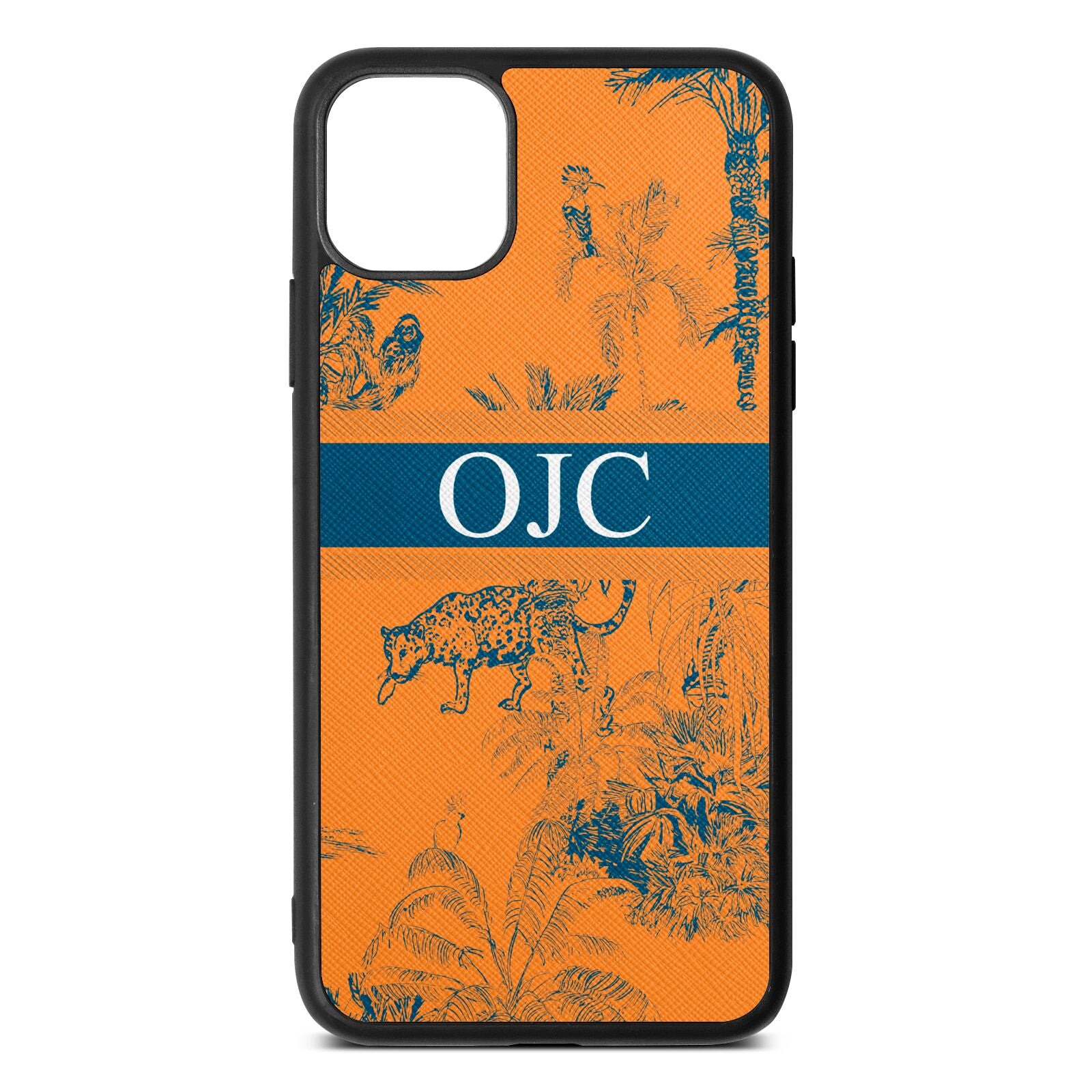 Personalised Tropical Toile Saffron Saffiano Leather iPhone 11 Pro Max Case