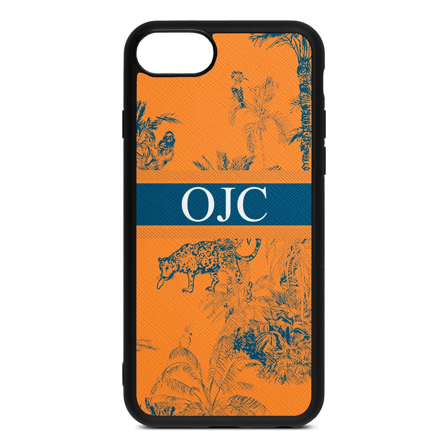 Personalised Tropical Toile Saffron Saffiano Leather iPhone 8 Case