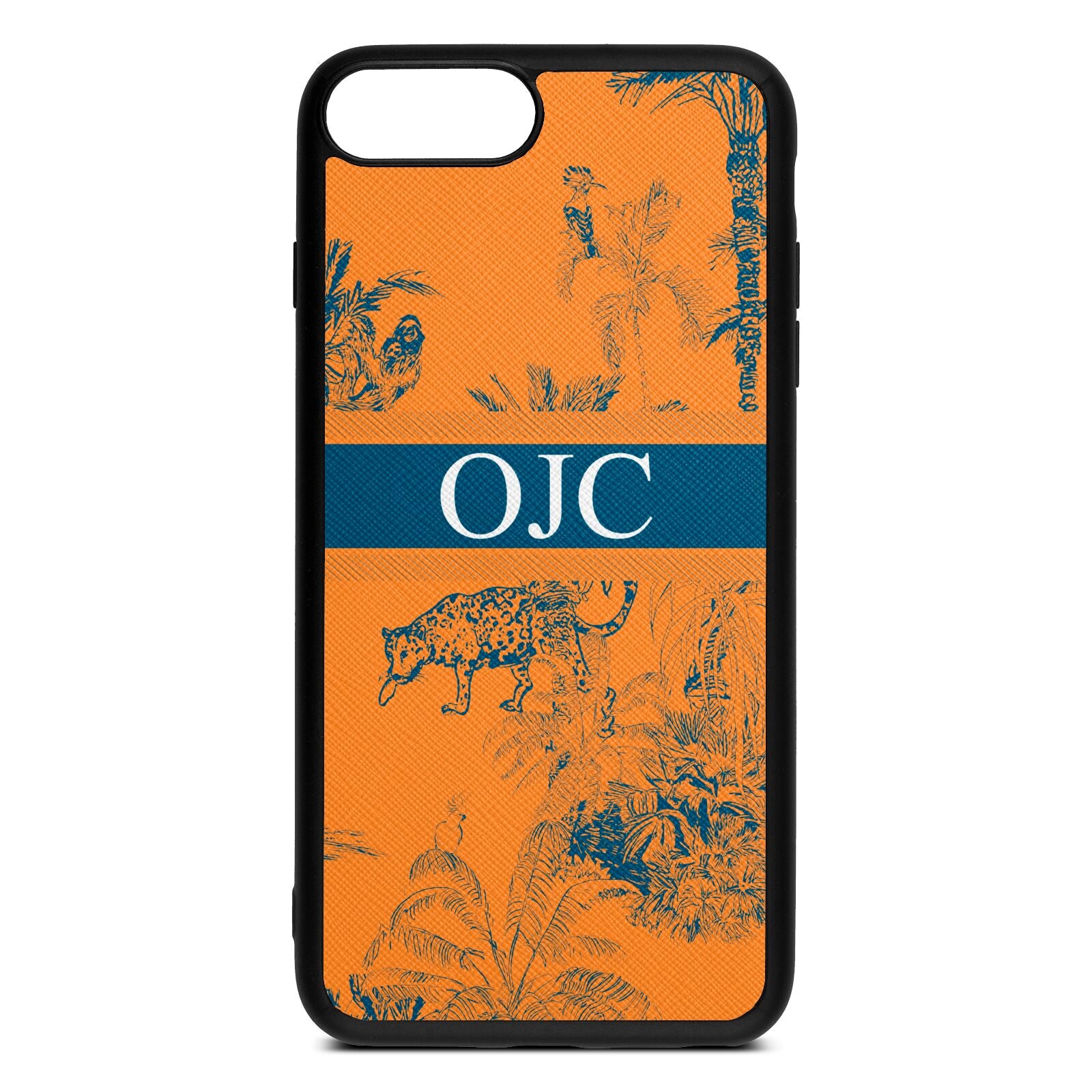 Personalised Tropical Toile Saffron Saffiano Leather iPhone 8 Plus Case