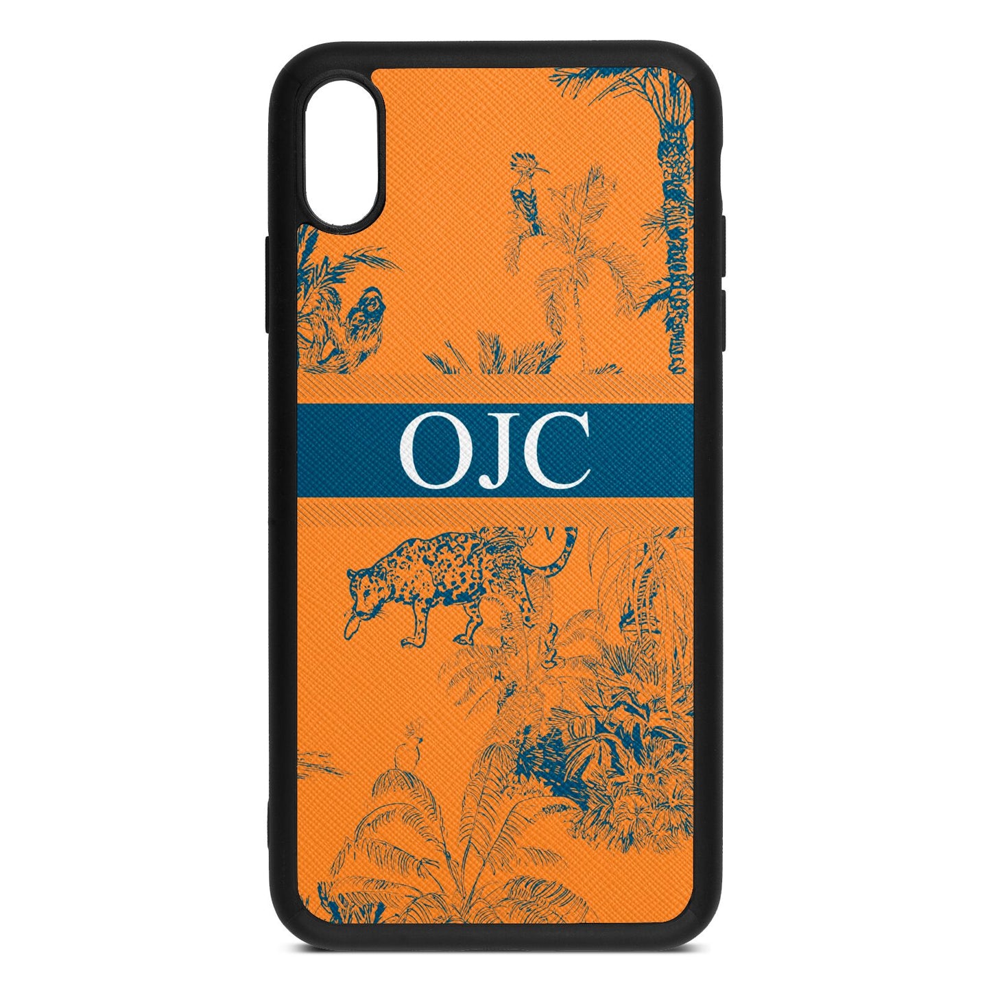 Personalised Tropical Toile Saffron Saffiano Leather iPhone Xs Max Case