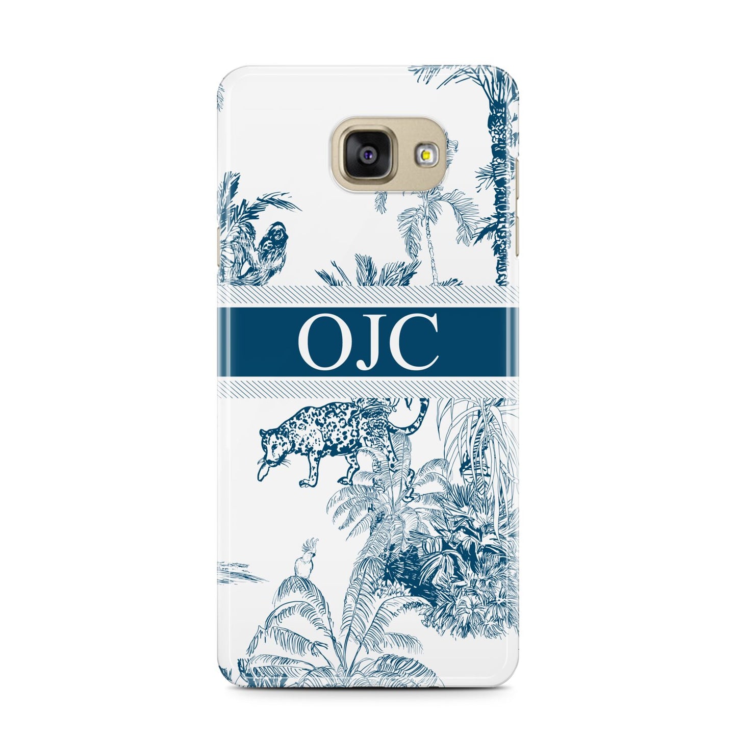 Personalised Tropical Toile Samsung Galaxy A7 2016 Case on gold phone