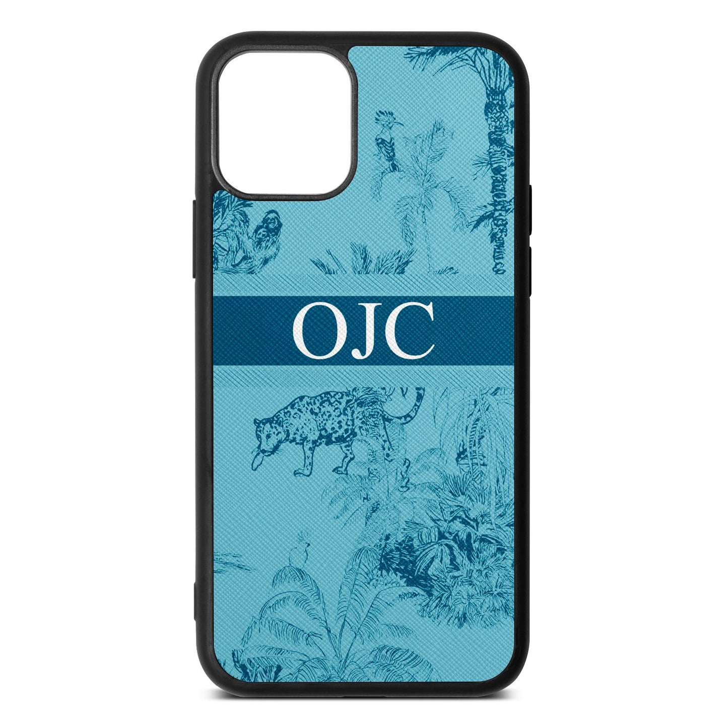 Personalised Tropical Toile Sky Saffiano Leather iPhone 11 Case