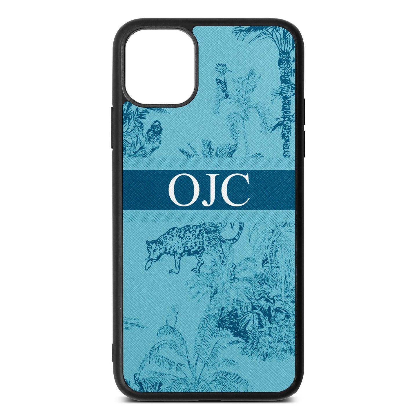 Personalised Tropical Toile Sky Saffiano Leather iPhone 11 Pro Max Case