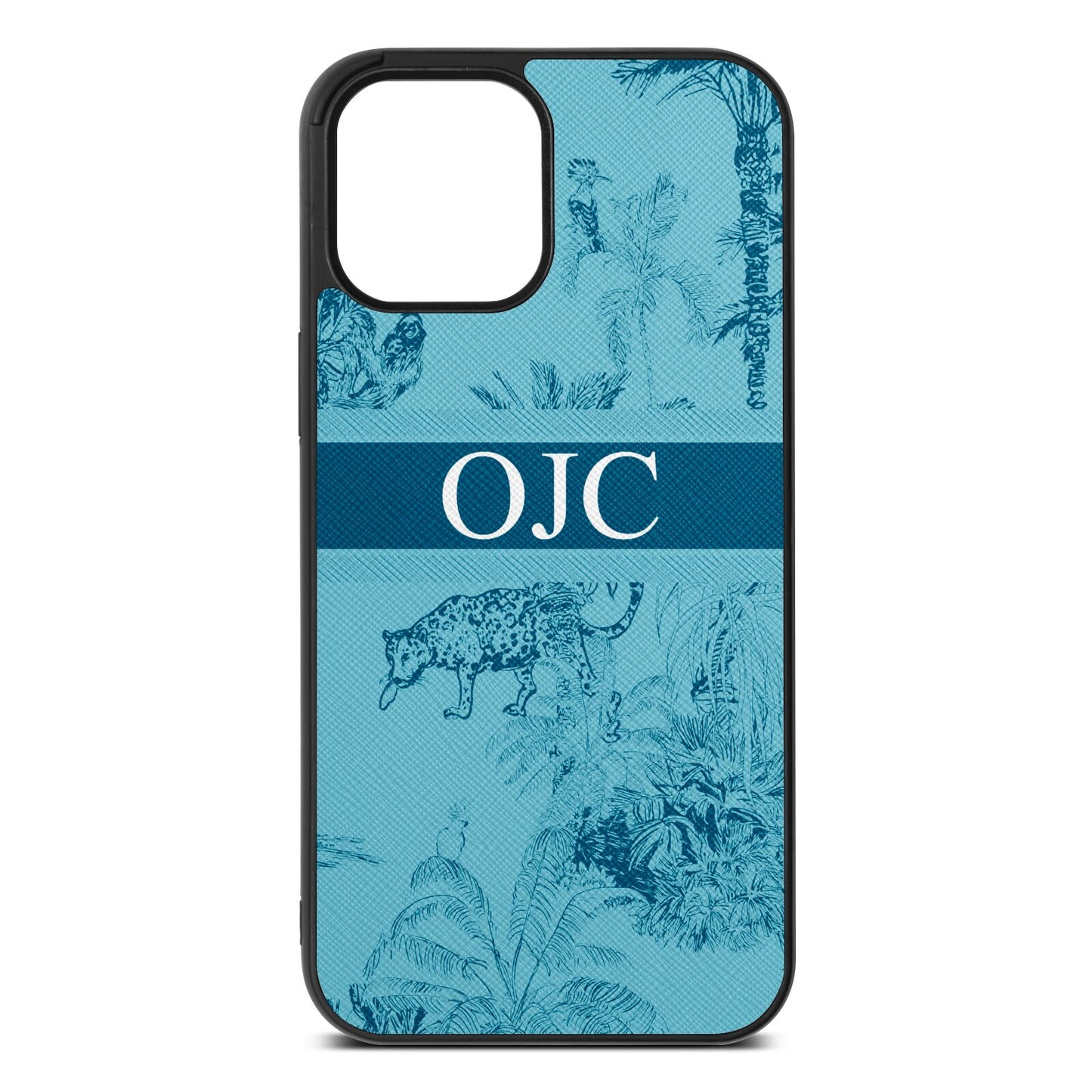 Personalised Tropical Toile Sky Saffiano Leather iPhone 12 Pro Max Case