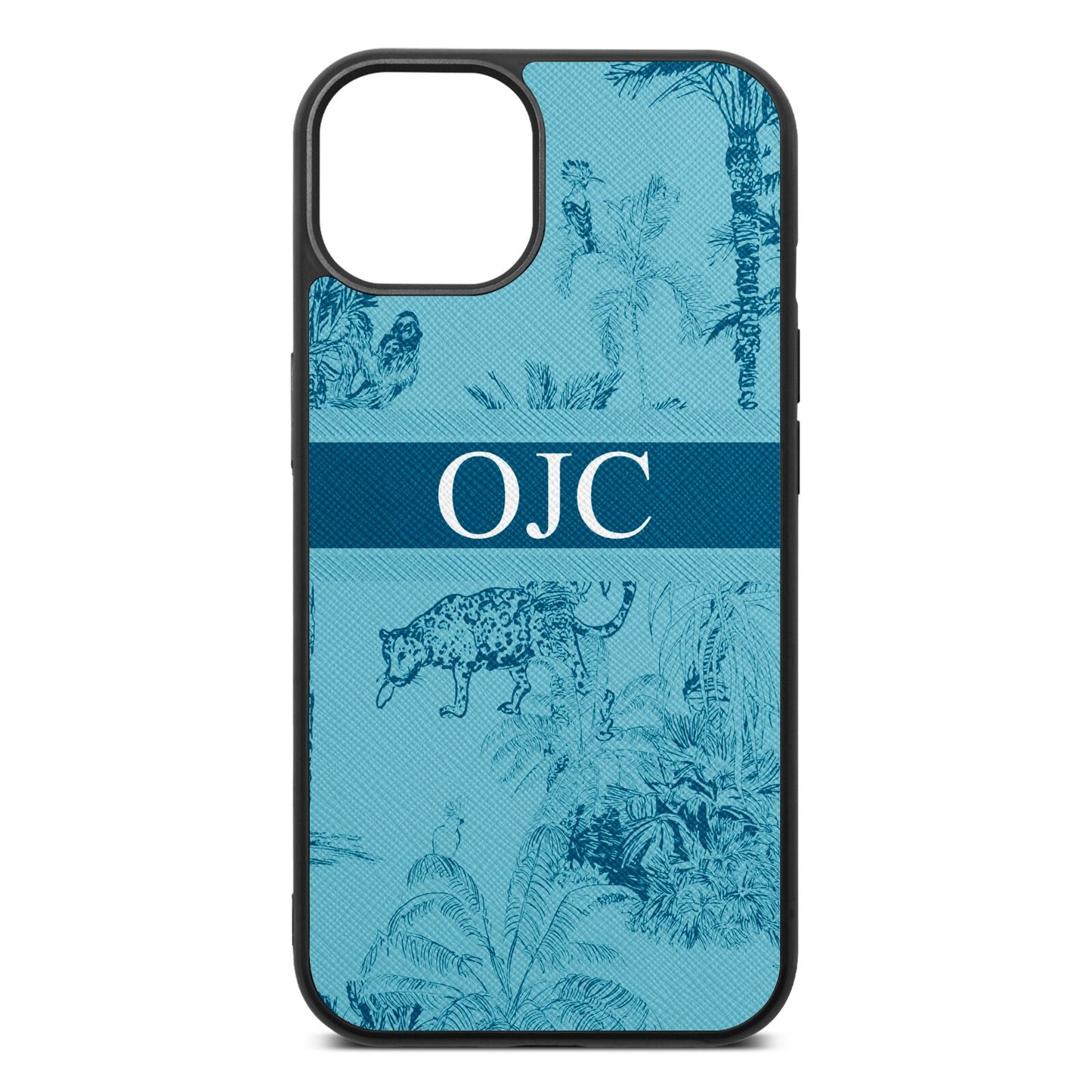 Personalised Tropical Toile Sky Saffiano Leather iPhone 13 Case