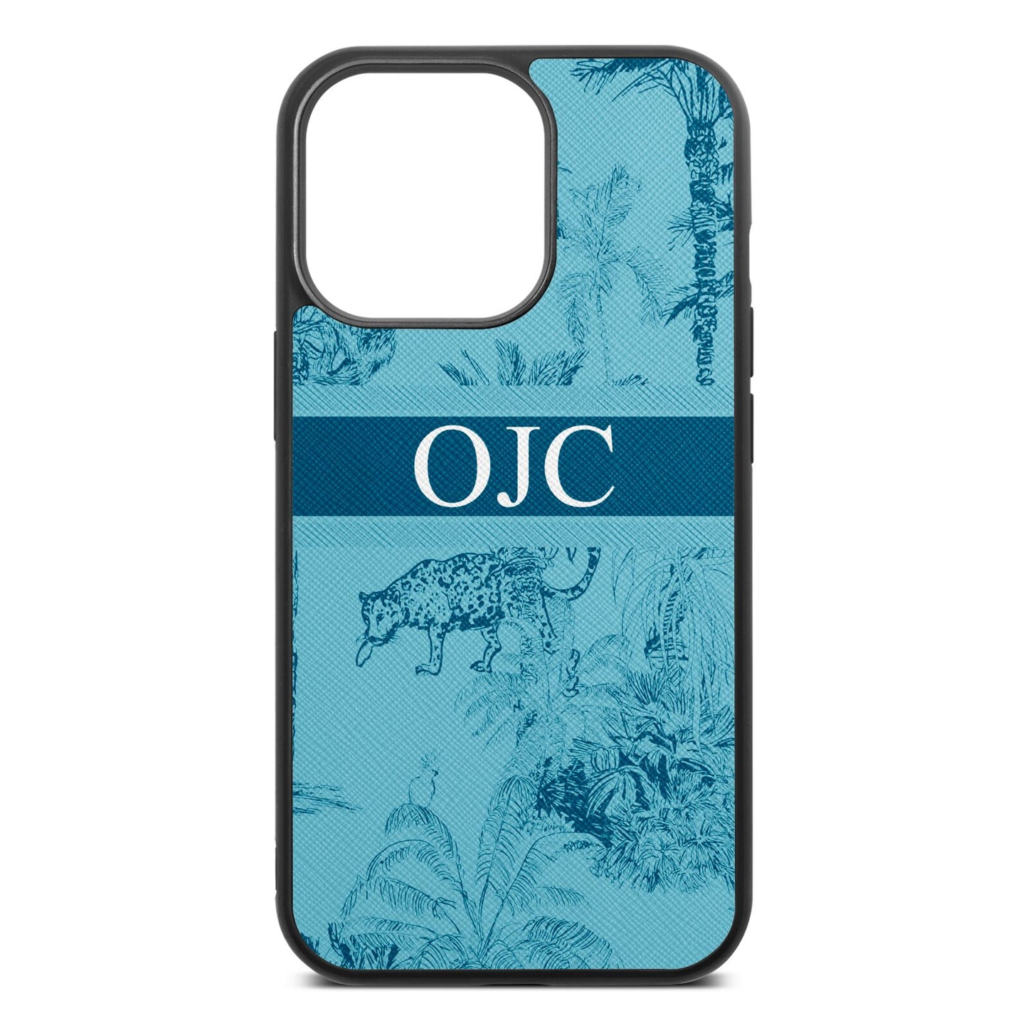 Personalised Tropical Toile Sky Saffiano Leather iPhone 13 Pro Case