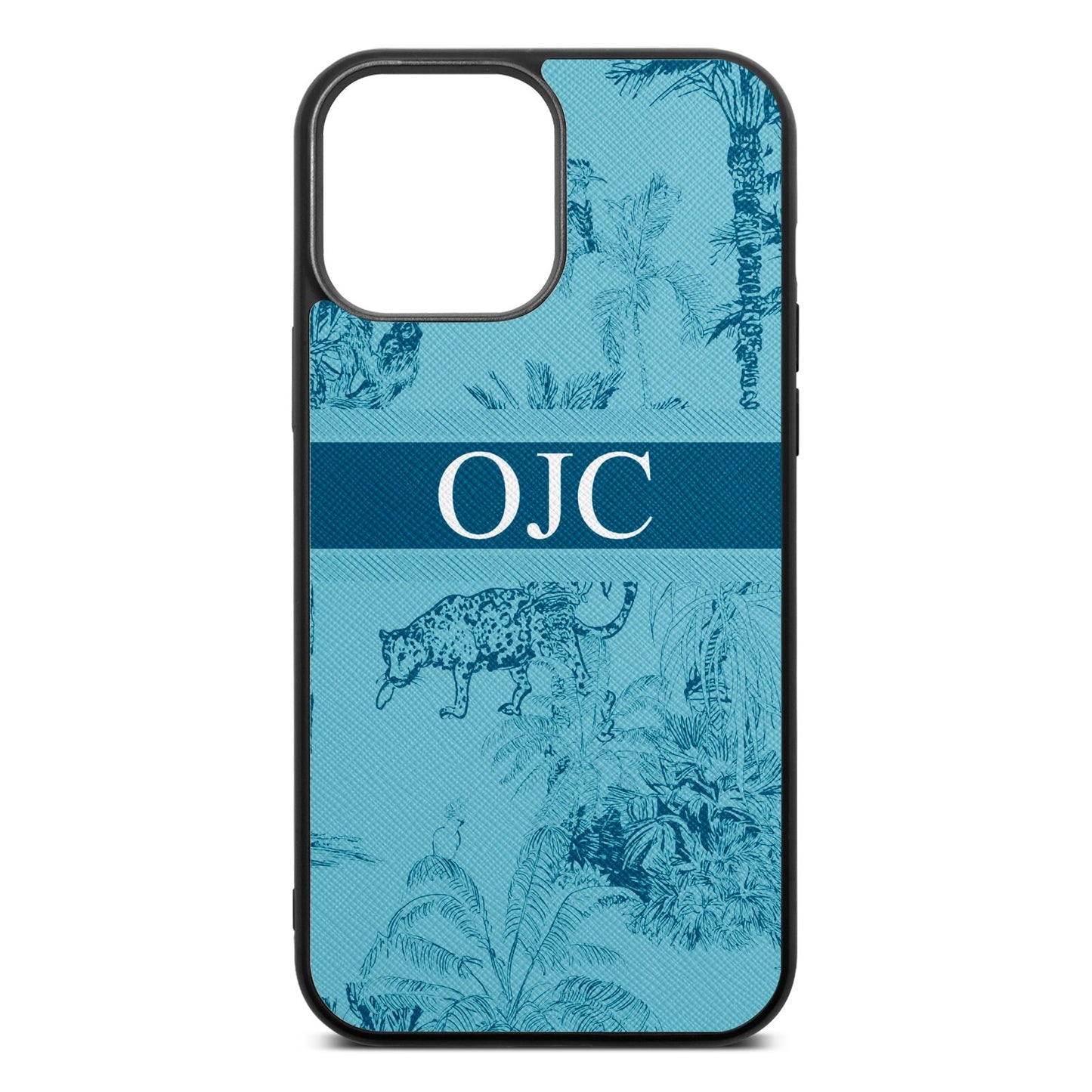 Personalised Tropical Toile Sky Saffiano Leather iPhone 13 Pro Max Case