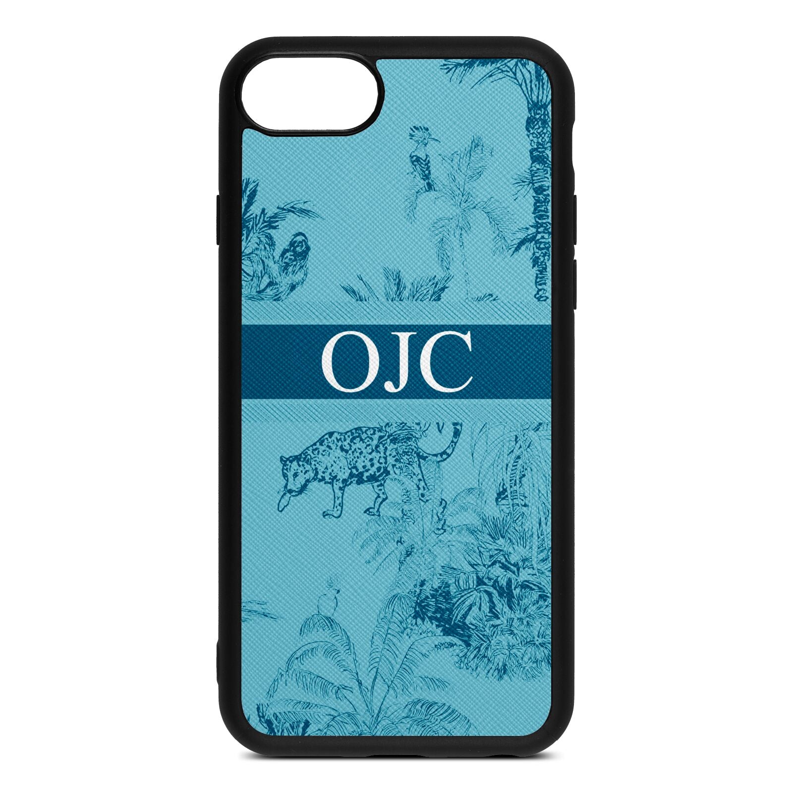 Personalised Tropical Toile Sky Saffiano Leather iPhone 8 Case