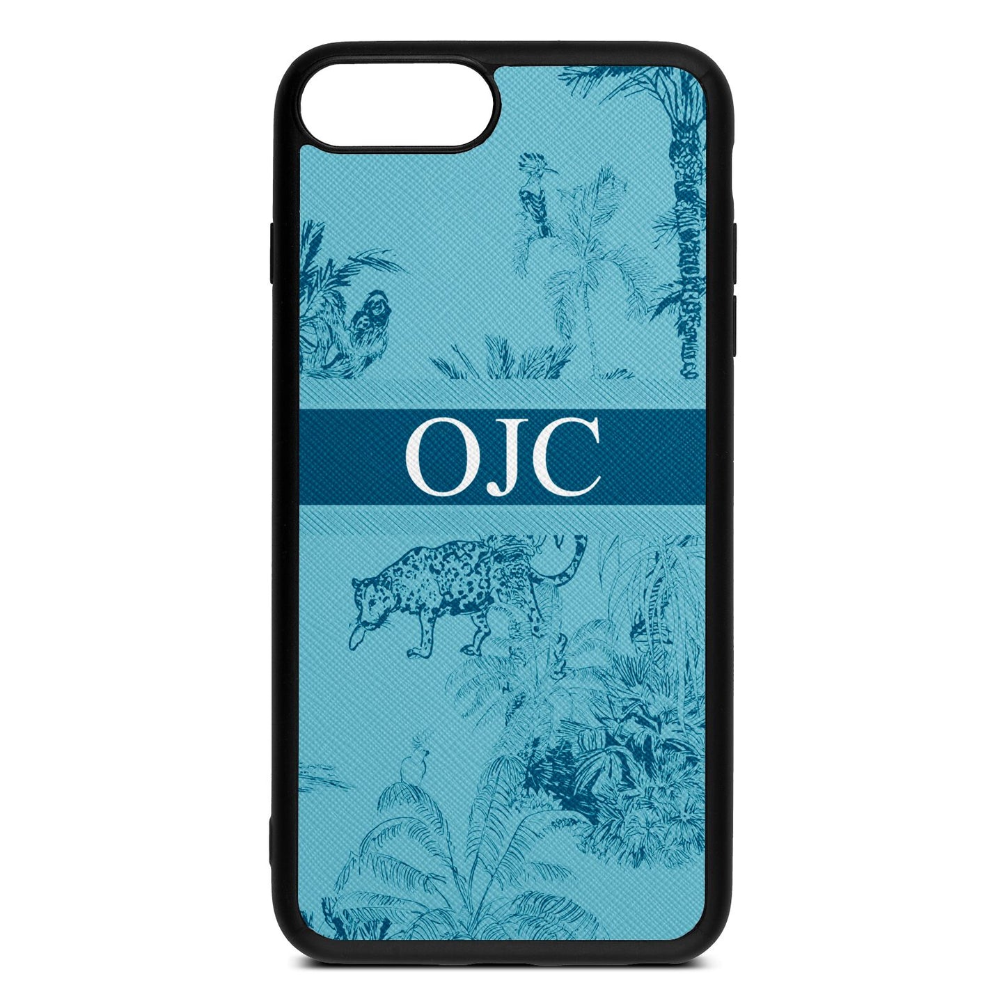 Personalised Tropical Toile Sky Saffiano Leather iPhone 8 Plus Case