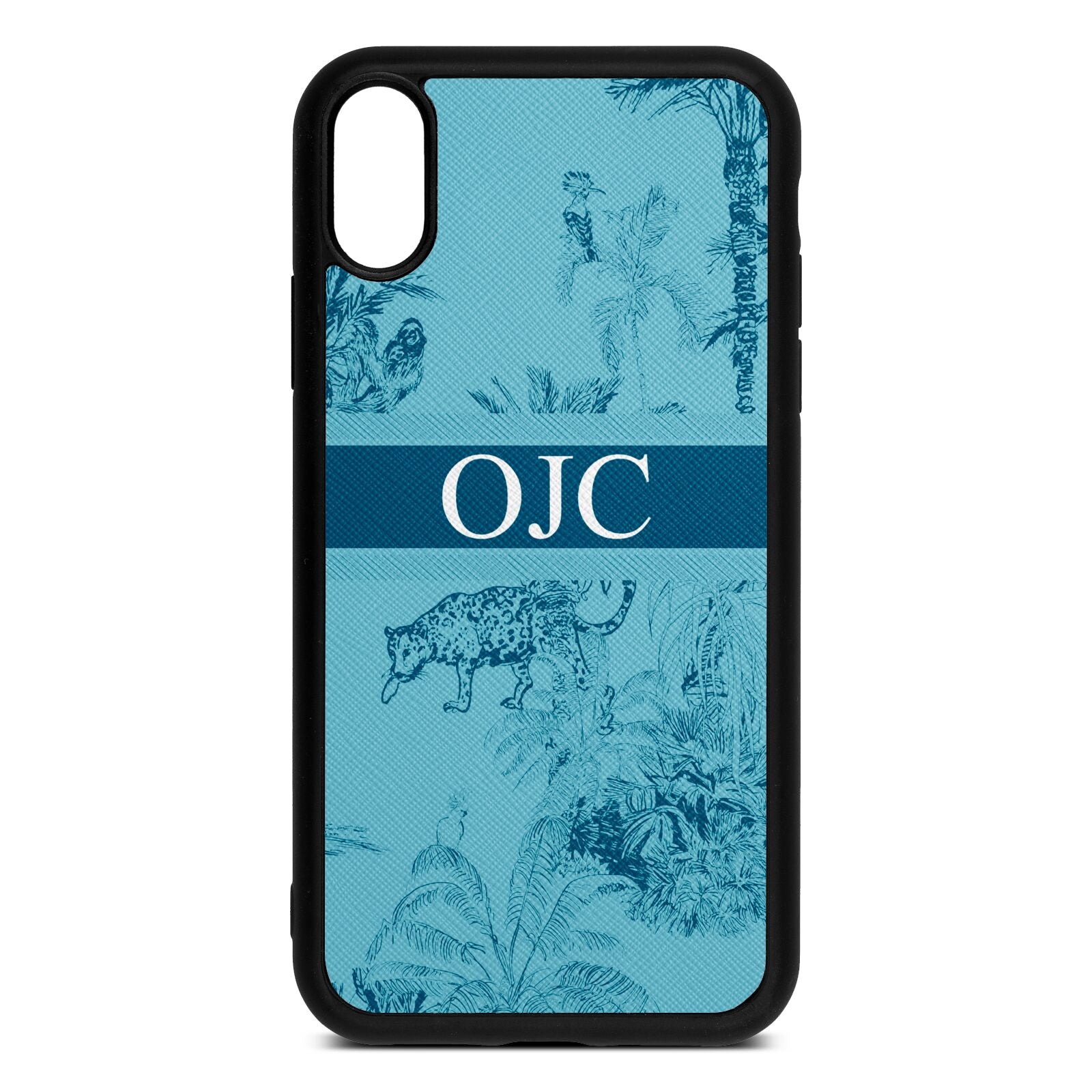 Personalised Tropical Toile Sky Saffiano Leather iPhone Xr Case