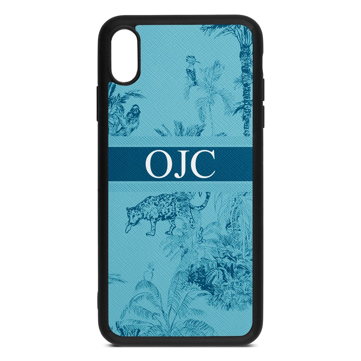 Personalised Tropical Toile Sky Saffiano Leather iPhone Xs Max Case