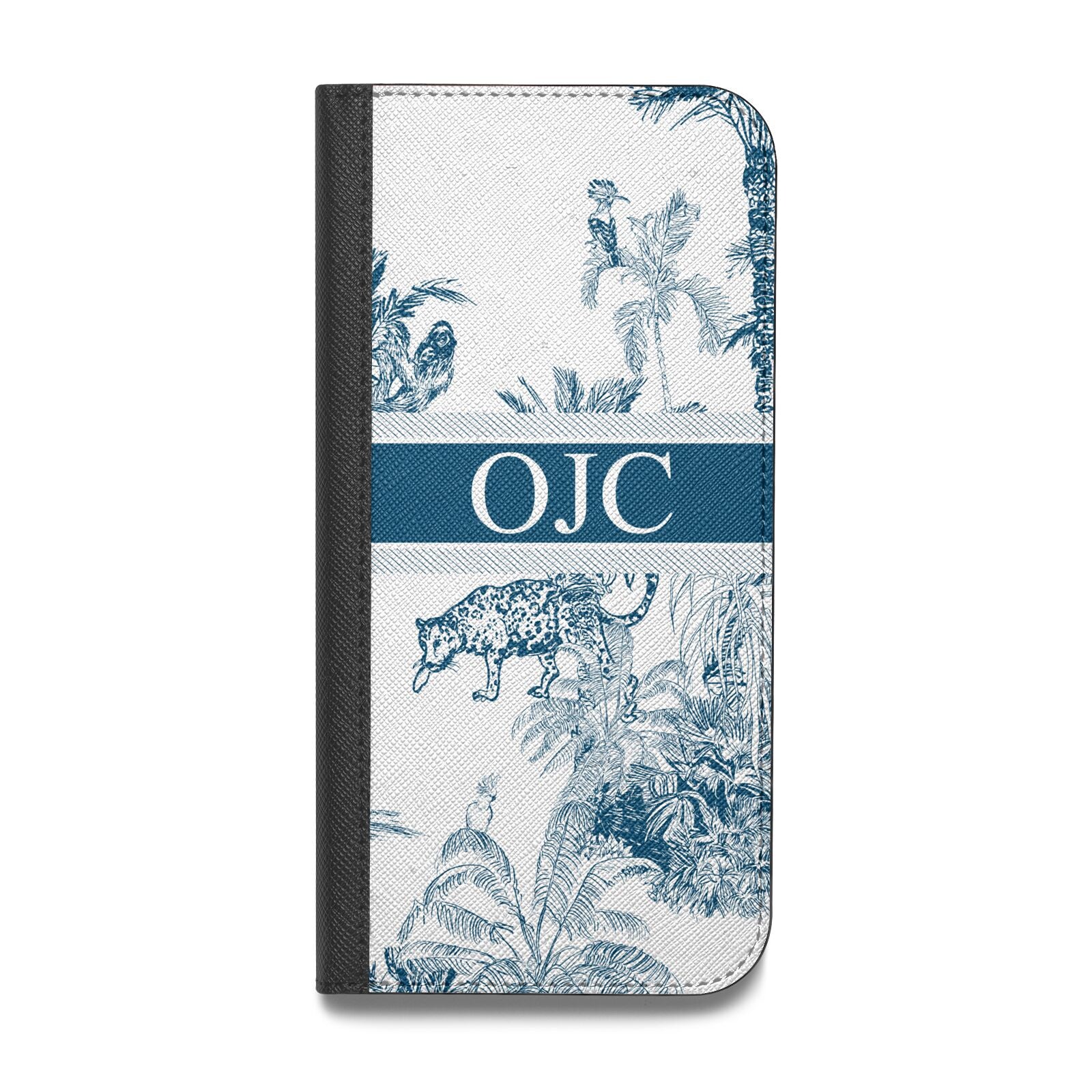 Personalised Tropical Toile Vegan Leather Flip iPhone Case