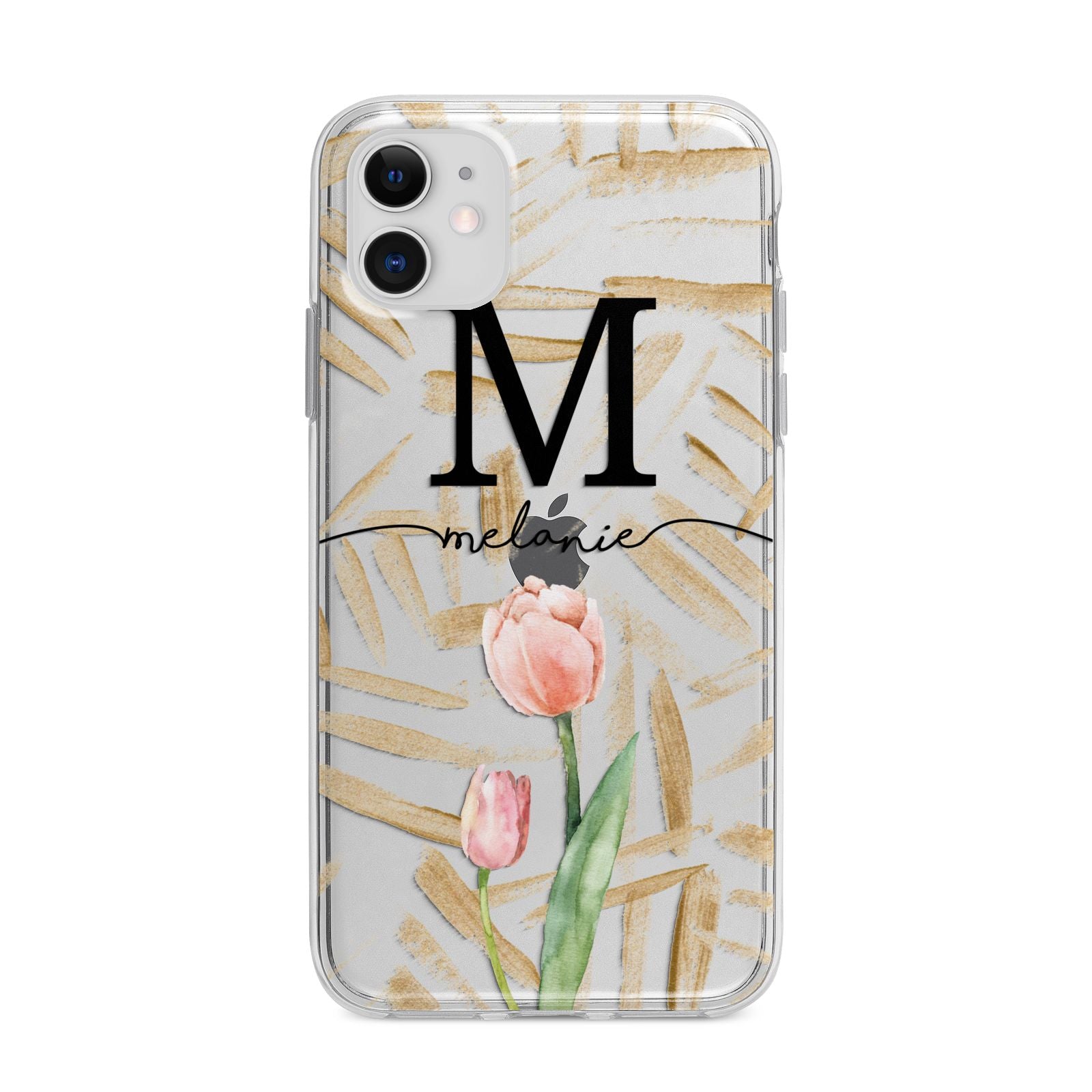 Personalised Tulip Apple iPhone 11 in White with Bumper Case