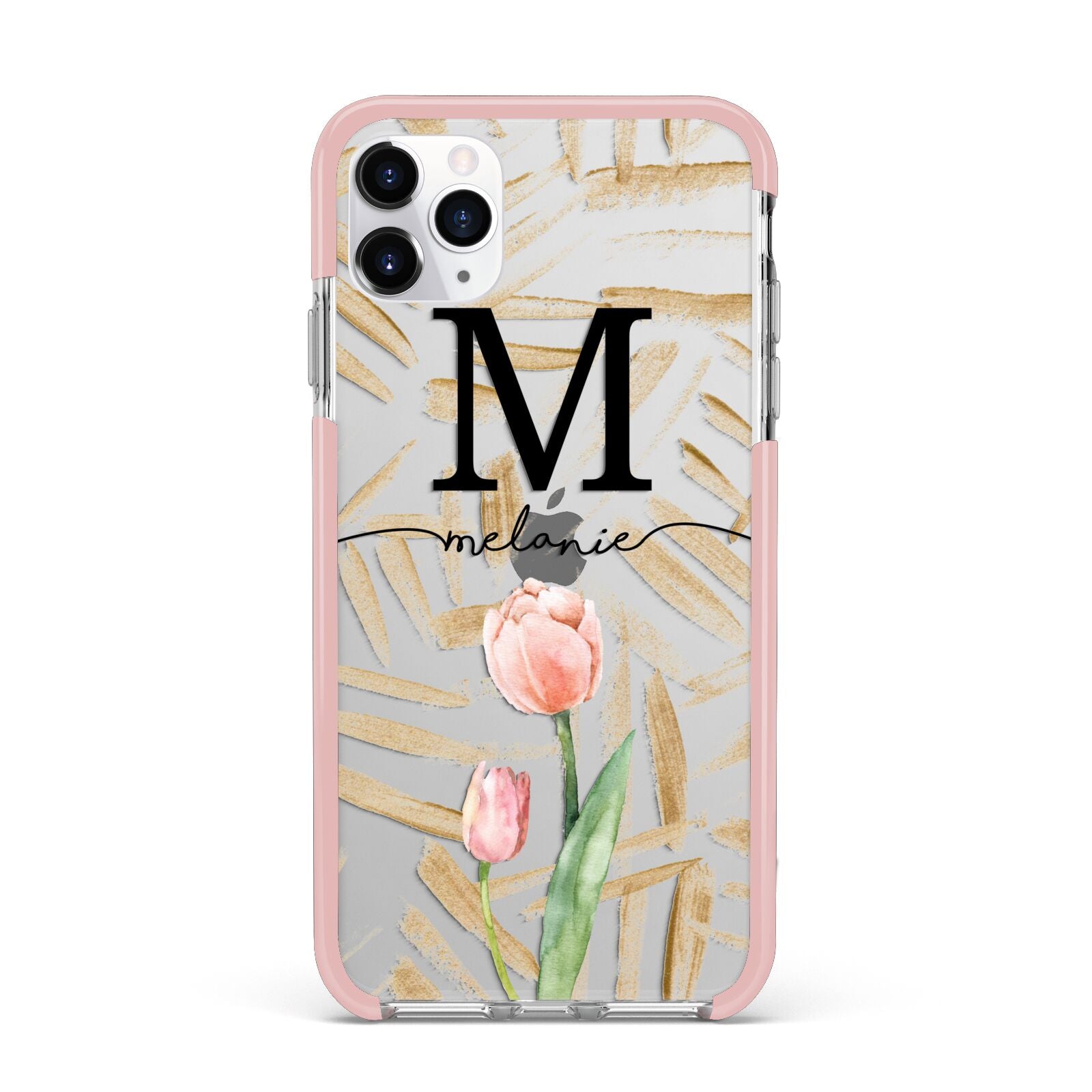 Personalised Tulip iPhone 11 Pro Max Impact Pink Edge Case