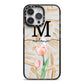 Personalised Tulip iPhone 14 Pro Max Black Impact Case on Silver phone