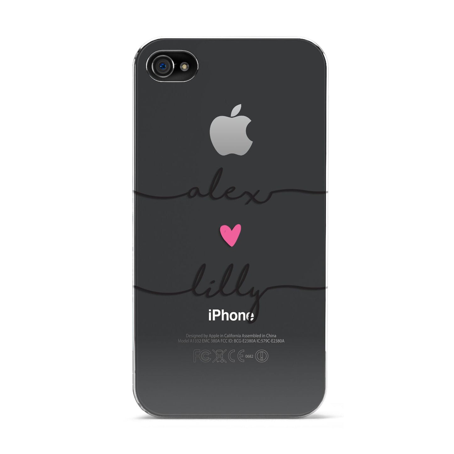 Personalised Two Names For Couples Heart Clear Apple iPhone 4s Case