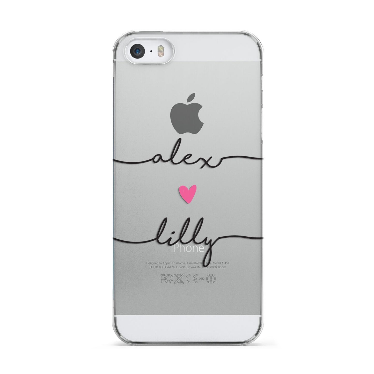 Personalised Two Names For Couples Heart Clear Apple iPhone 5 Case