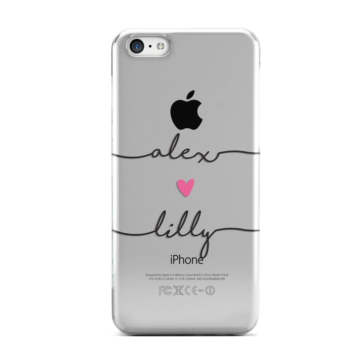 Personalised Two Names For Couples Heart Clear Apple iPhone 5c Case