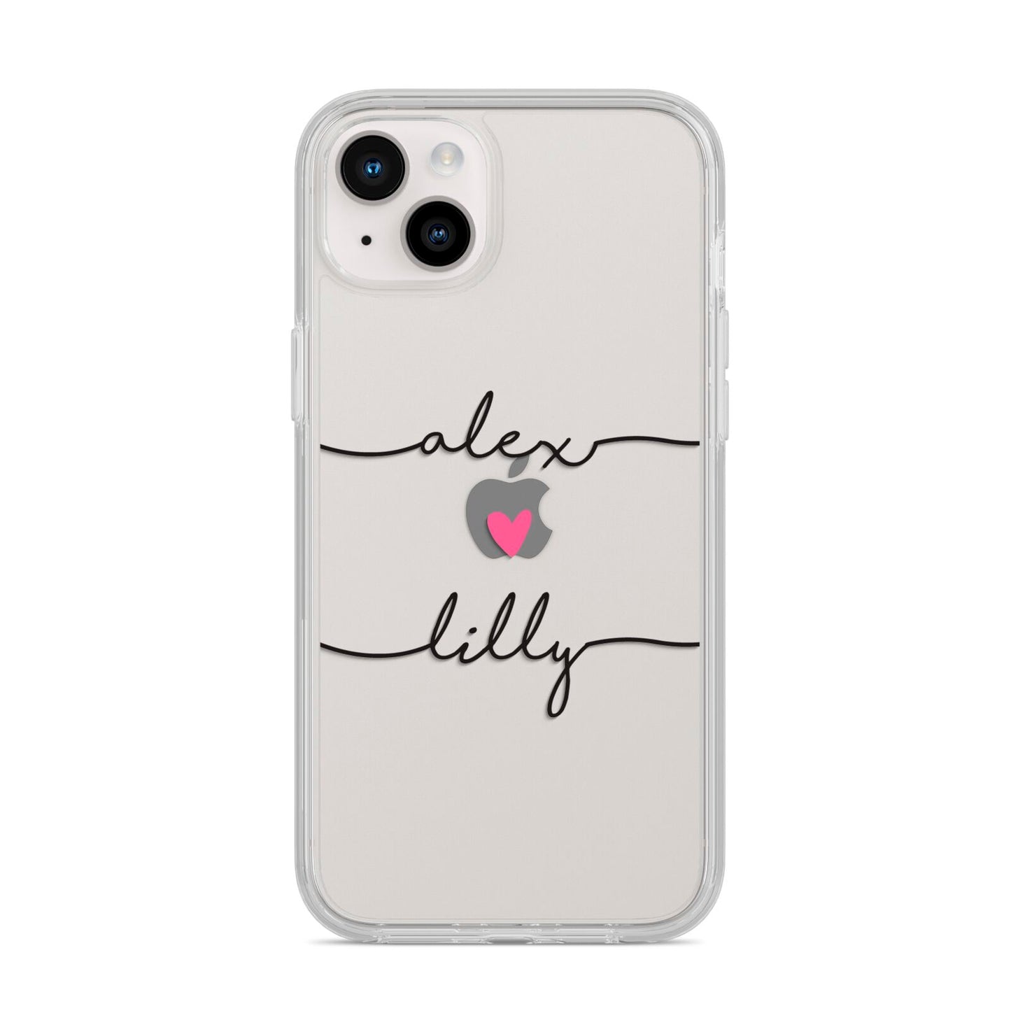 Personalised Two Names For Couples Heart Clear iPhone 14 Plus Clear Tough Case Starlight