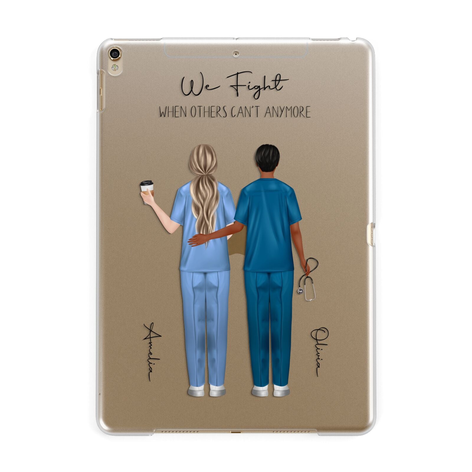 Personalised Two Nurses Apple iPad Gold Case