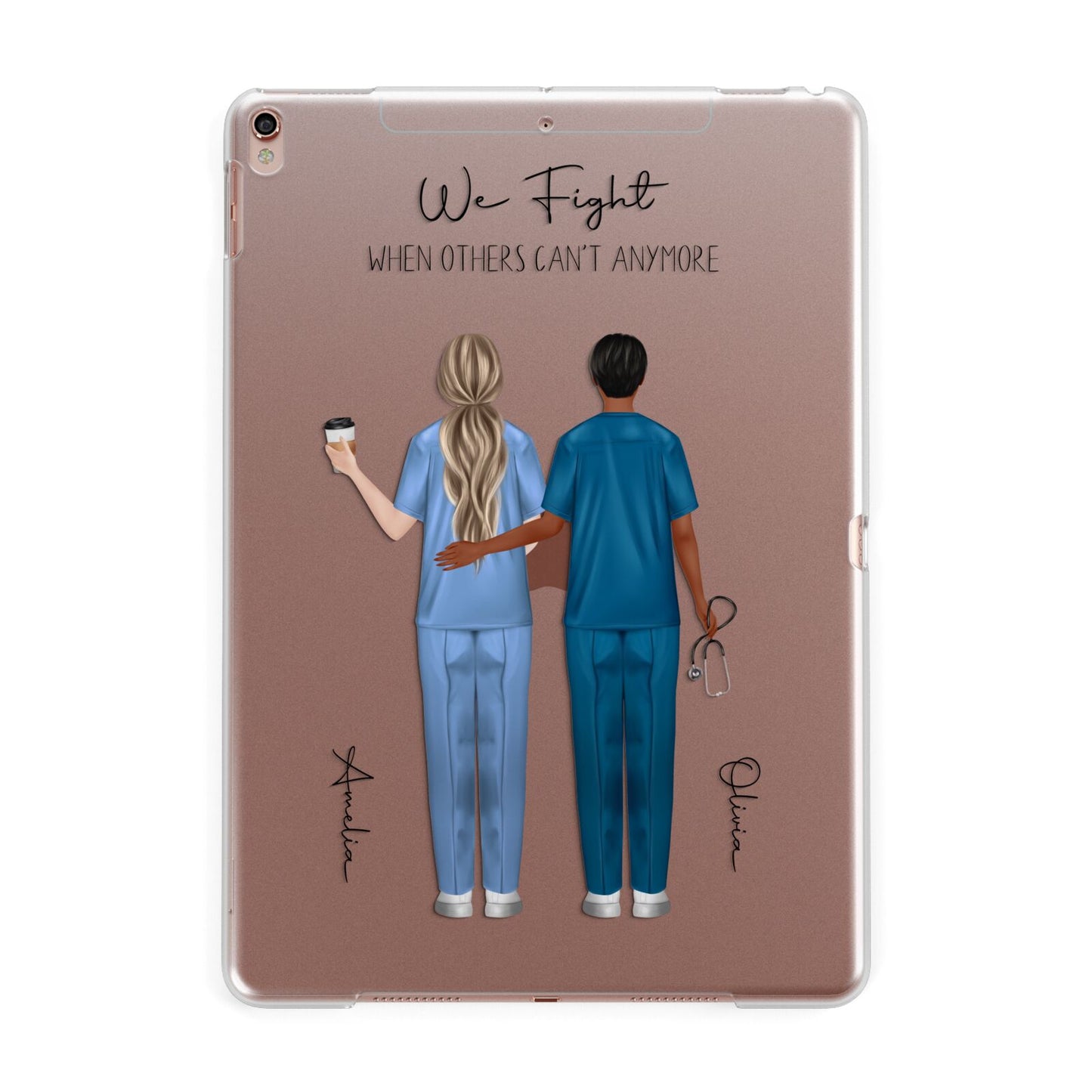 Personalised Two Nurses Apple iPad Rose Gold Case