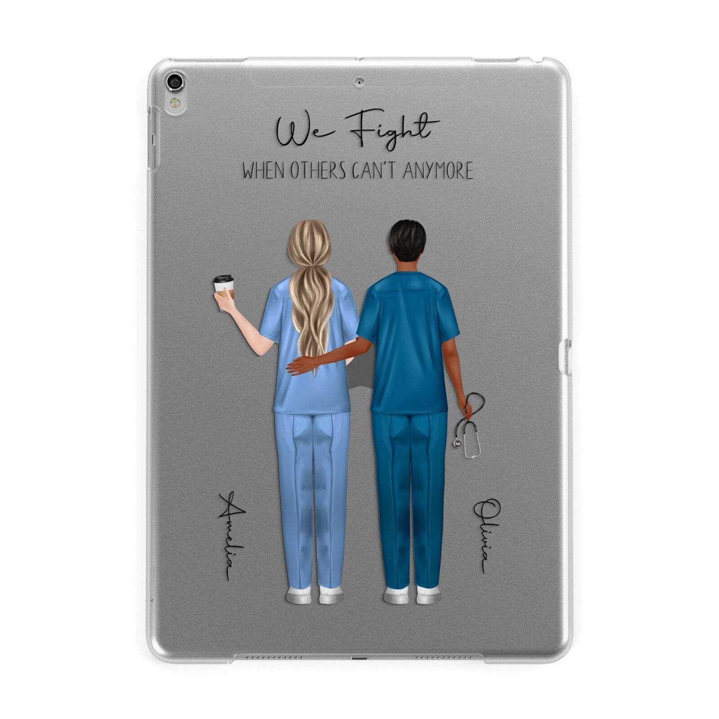 Personalised Two Nurses Apple iPad Silver Case