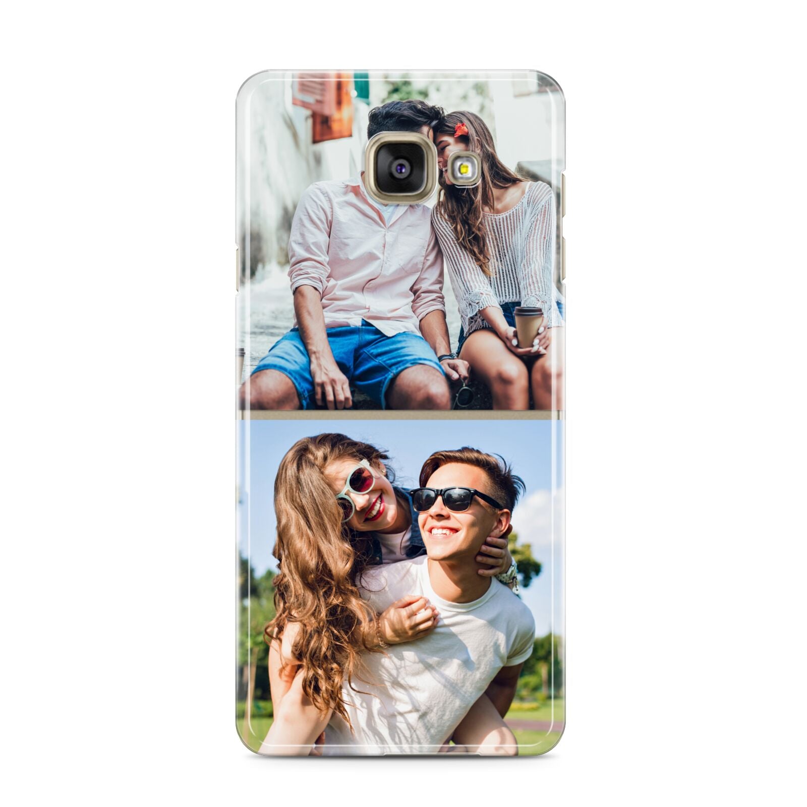 Personalised Two Photos Collage Samsung Galaxy A3 2016 Case on gold phone