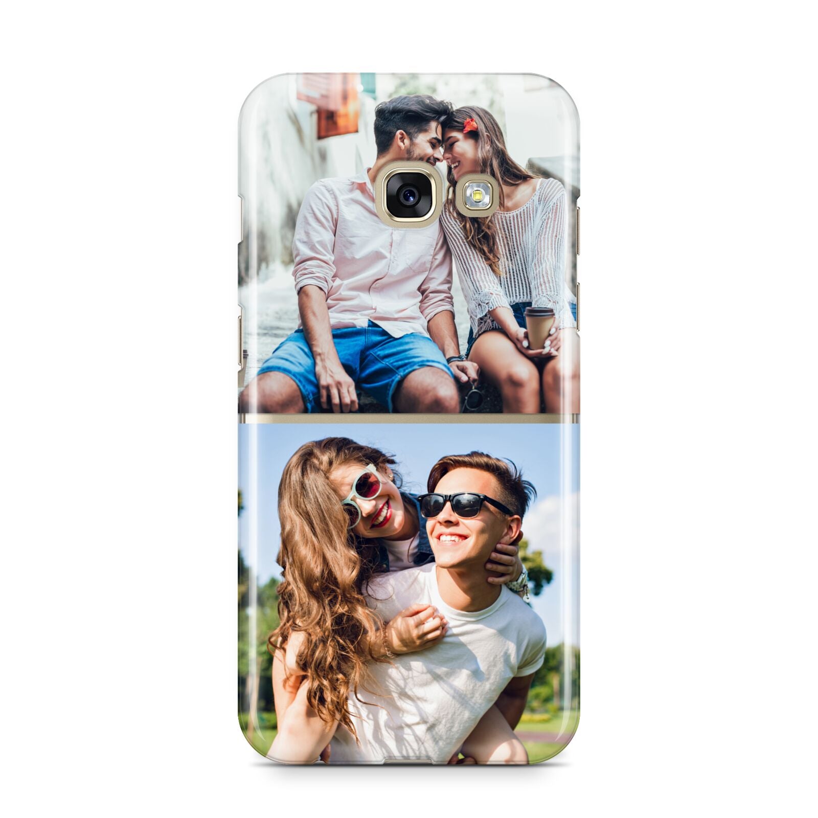 Personalised Two Photos Collage Samsung Galaxy A3 2017 Case on gold phone