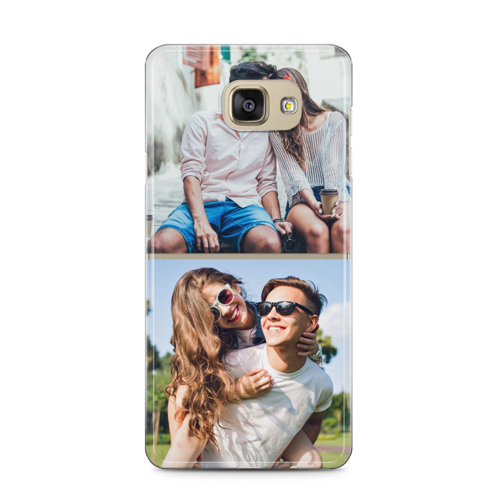 Personalised Two Photos Collage Samsung Galaxy A5 2016 Case on gold phone