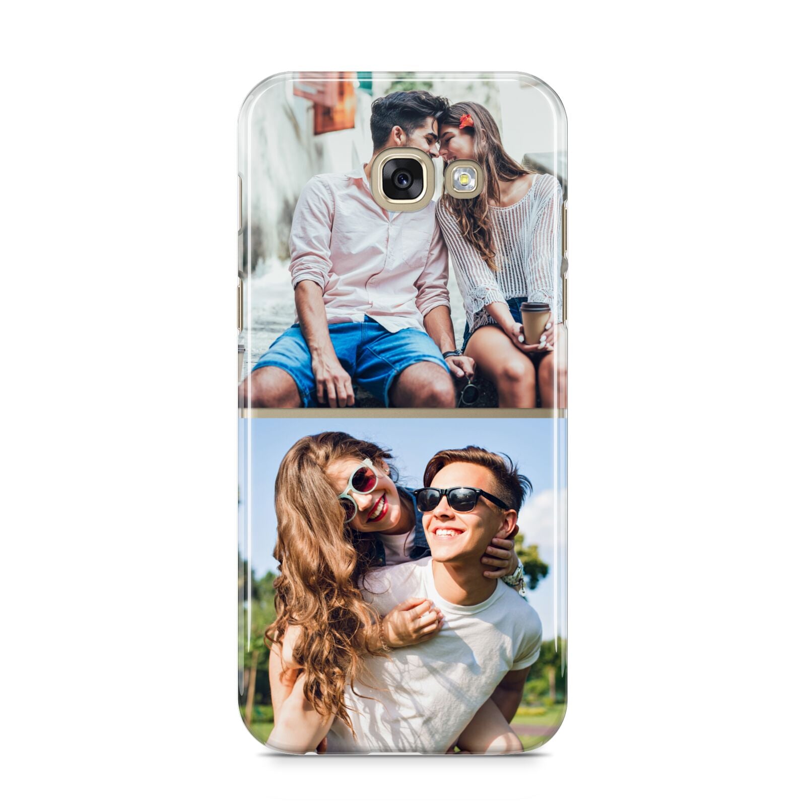 Personalised Two Photos Collage Samsung Galaxy A5 2017 Case on gold phone