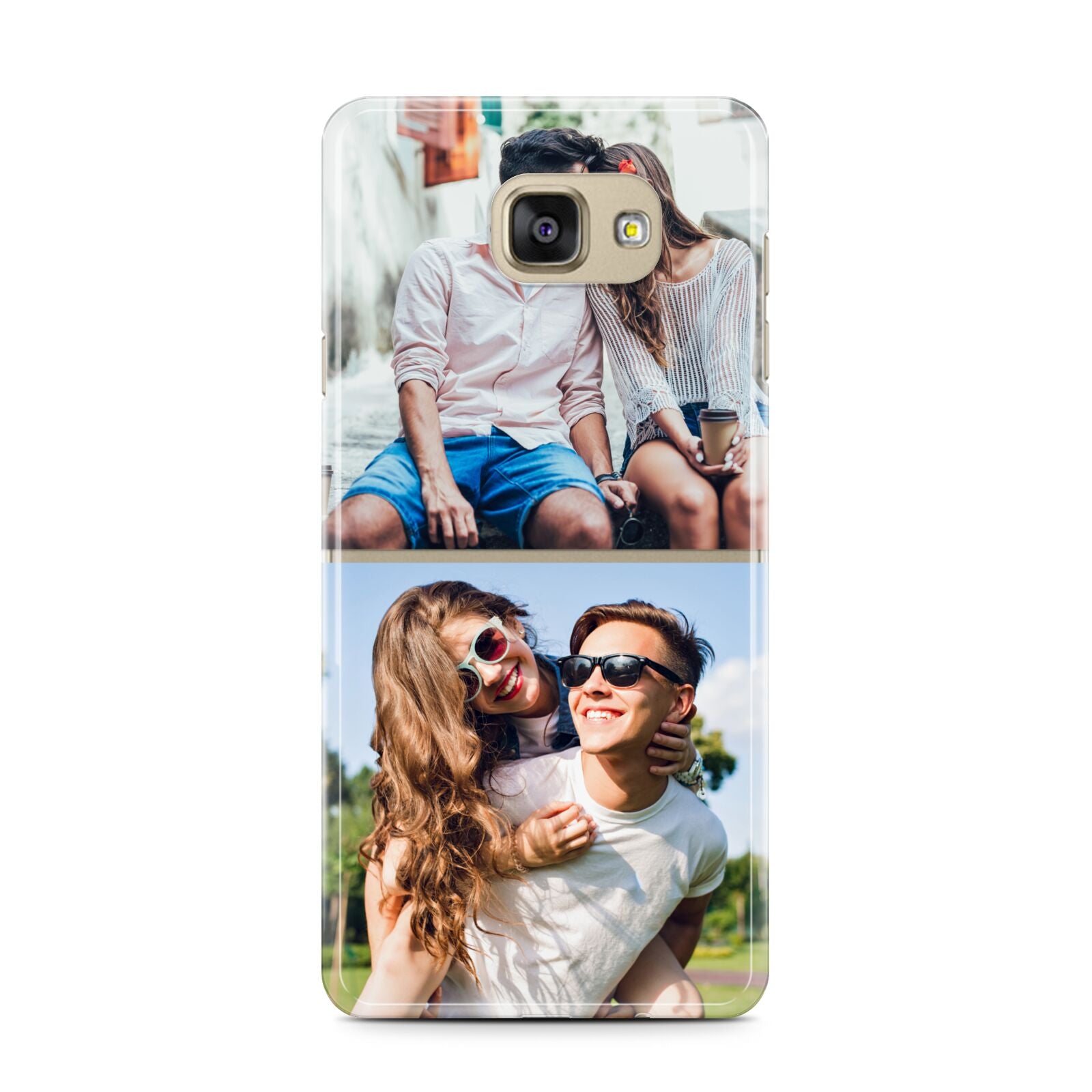 Personalised Two Photos Collage Samsung Galaxy A7 2016 Case on gold phone