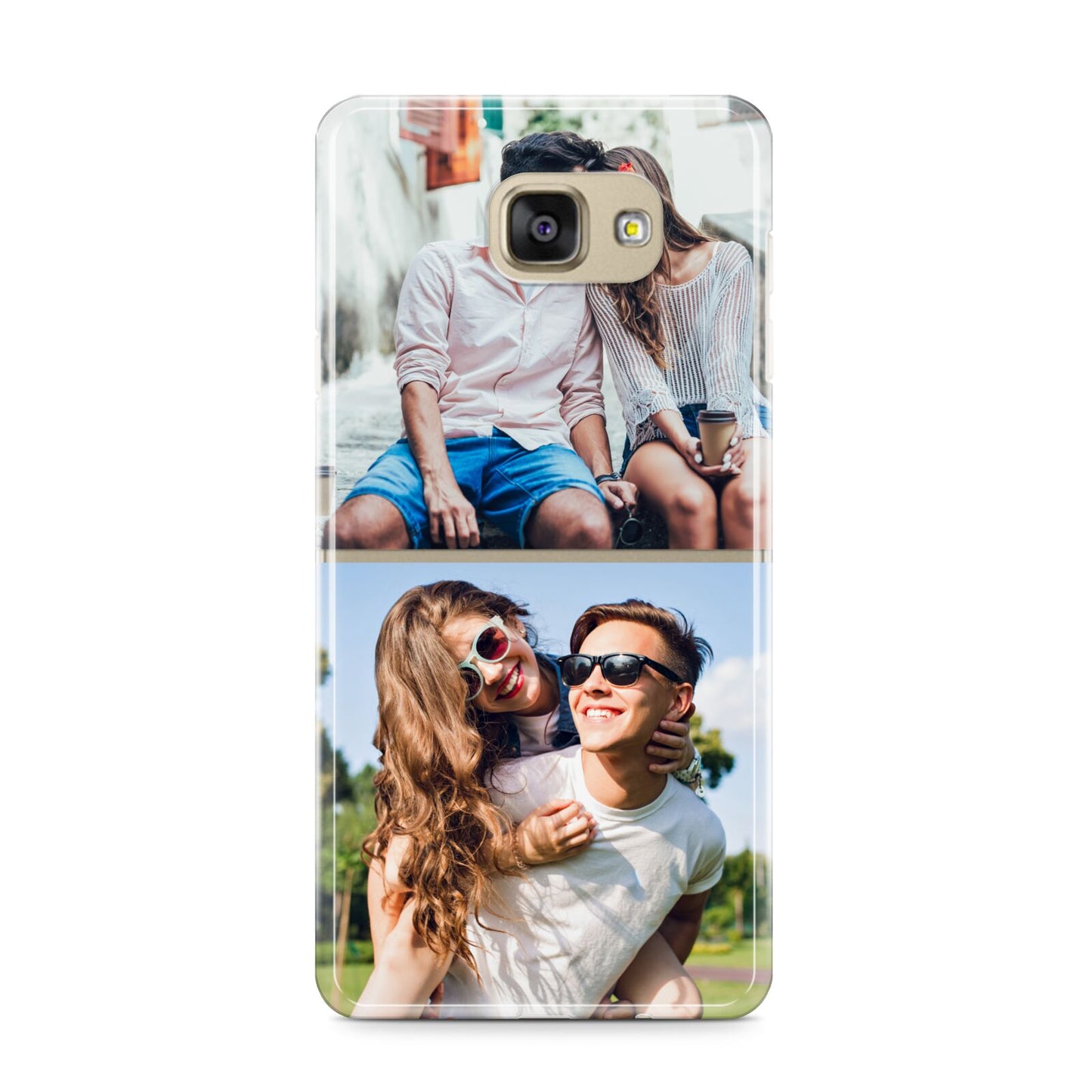 Personalised Two Photos Collage Samsung Galaxy A9 2016 Case on gold phone