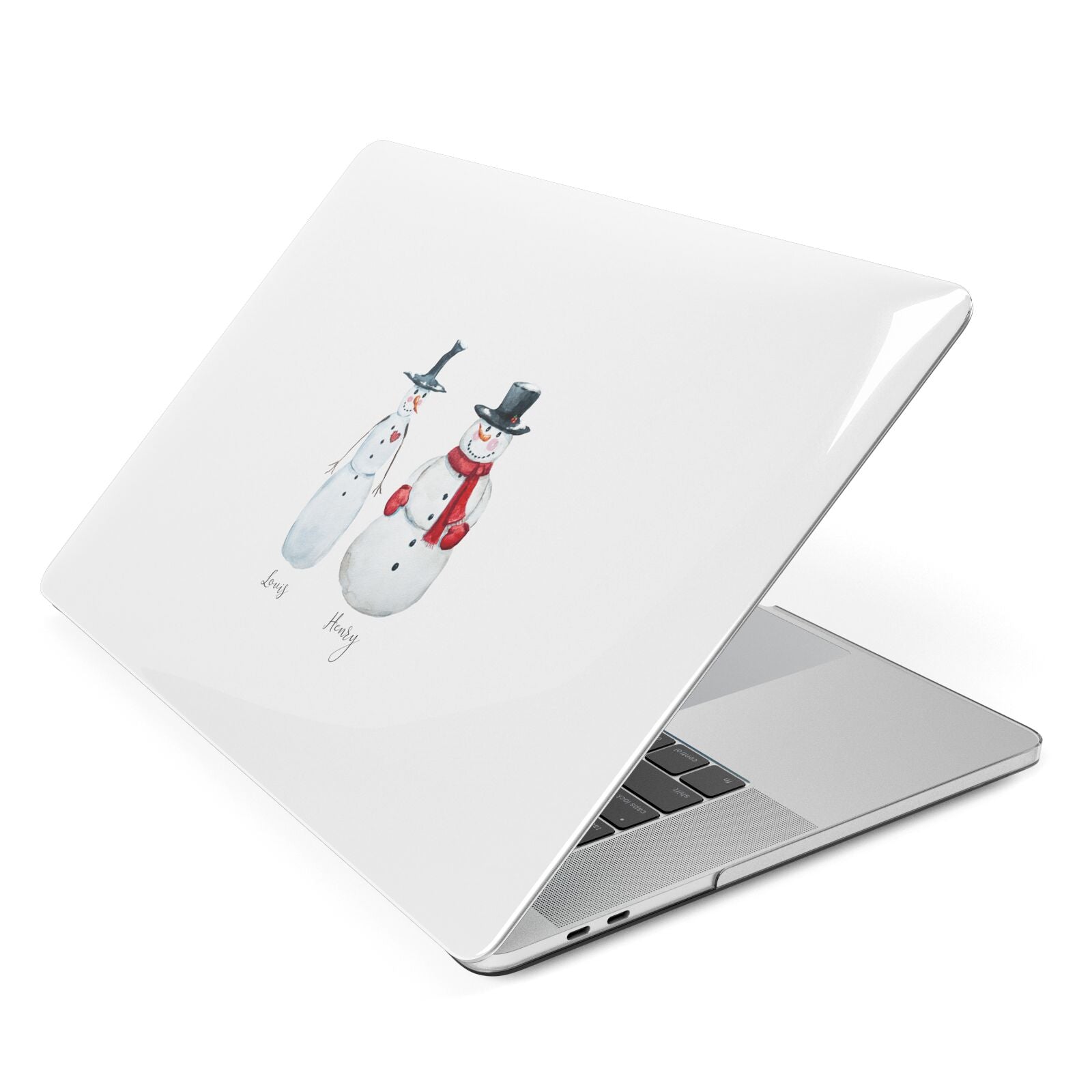 Personalised Two Snowmen Apple MacBook Case Side View