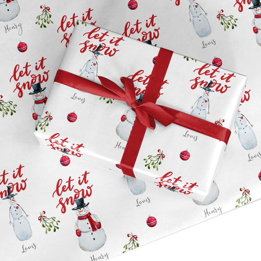 Personalised Two Snowmen Custom Wrapping Paper