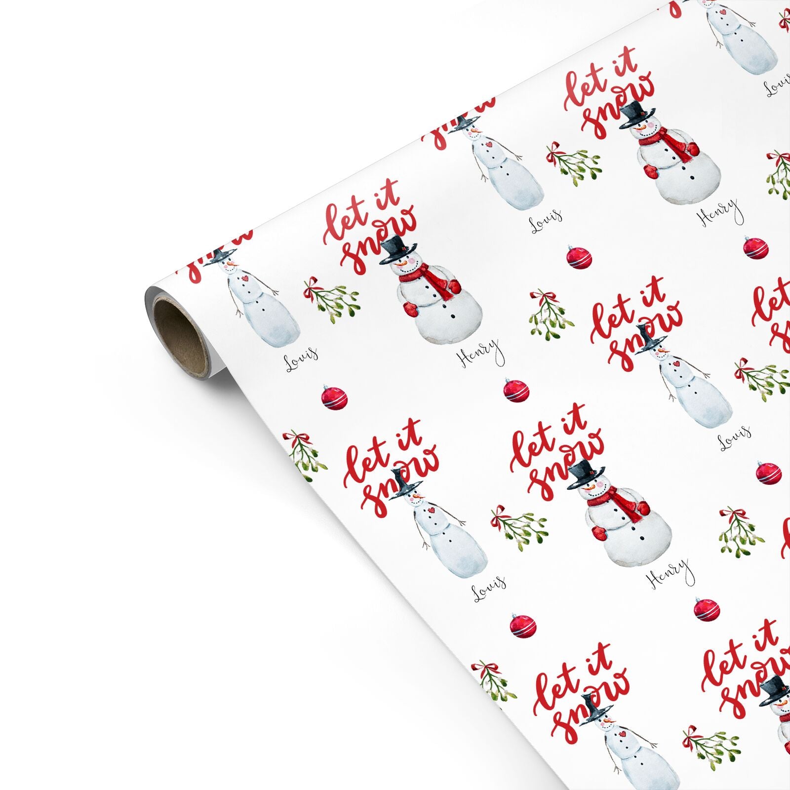 Personalised Two Snowmen Personalised Gift Wrap