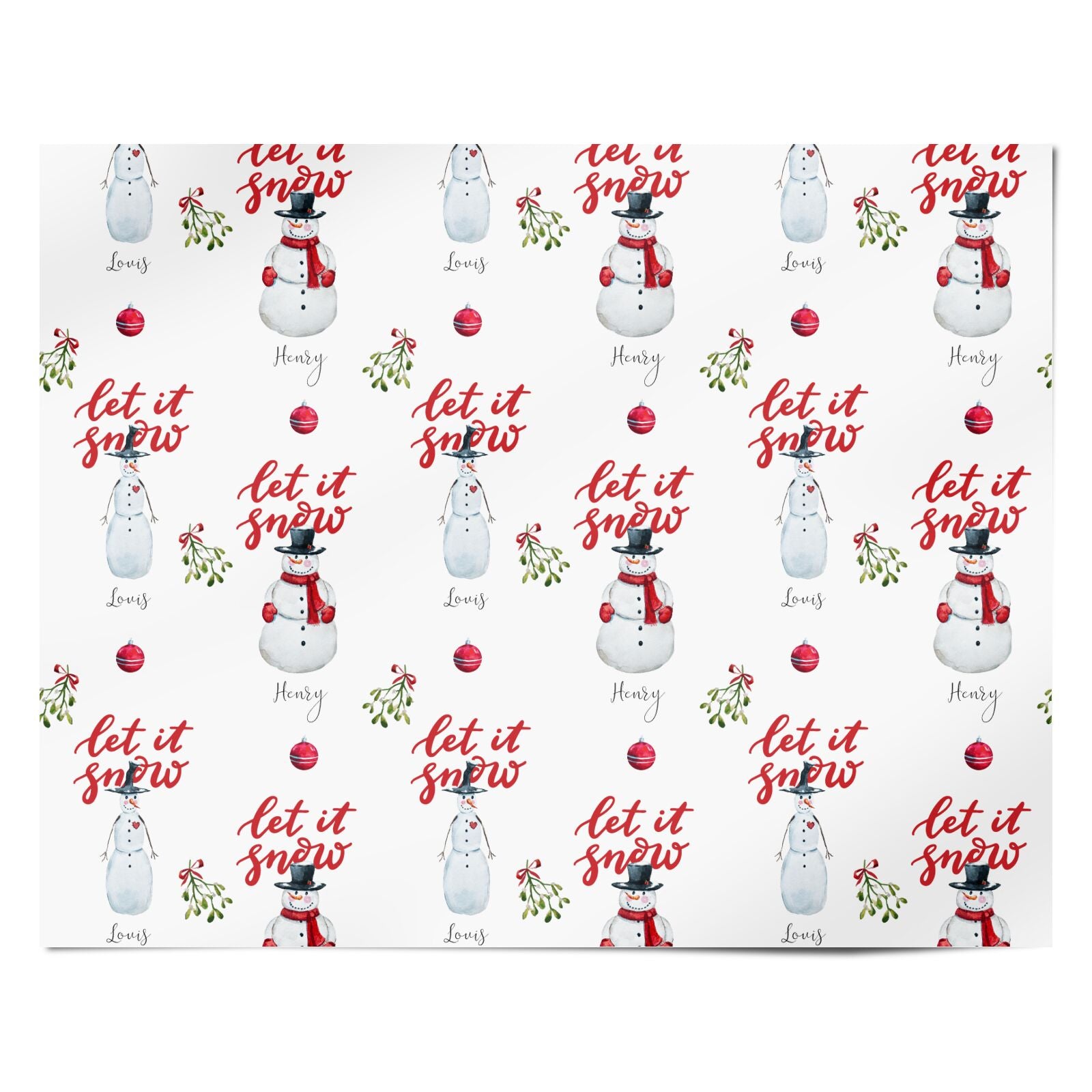 Personalised Two Snowmen Personalised Wrapping Paper Alternative