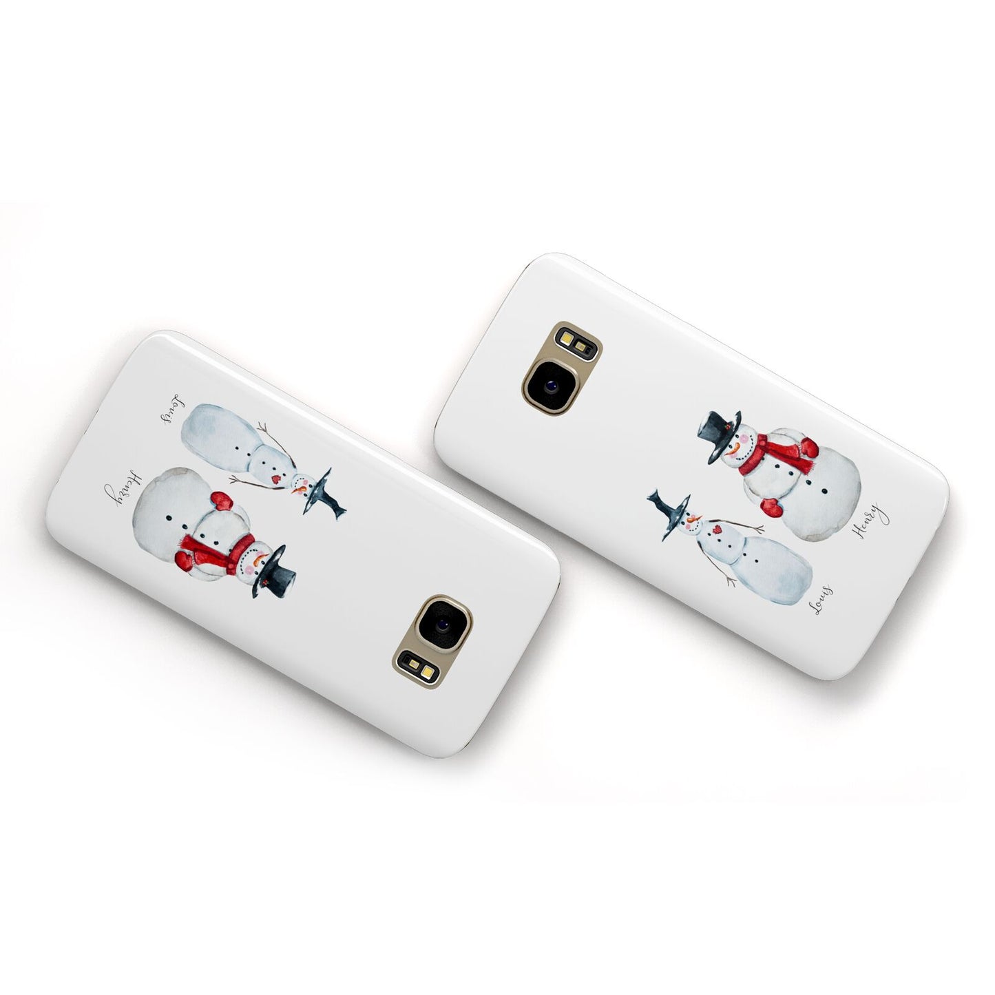 Personalised Two Snowmen Samsung Galaxy Case Flat Overview