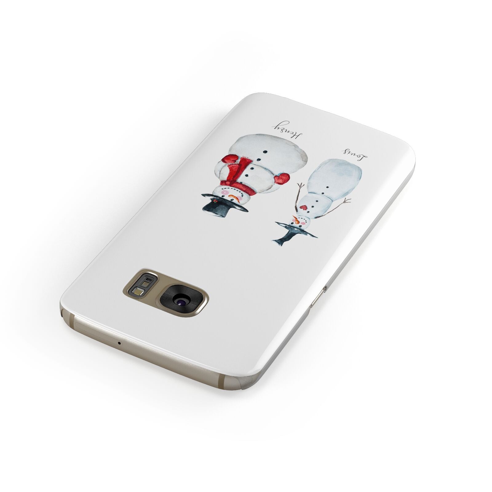 Personalised Two Snowmen Samsung Galaxy Case Front Close Up