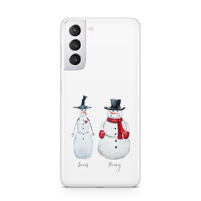 Personalised Two Snowmen Samsung S21 Case